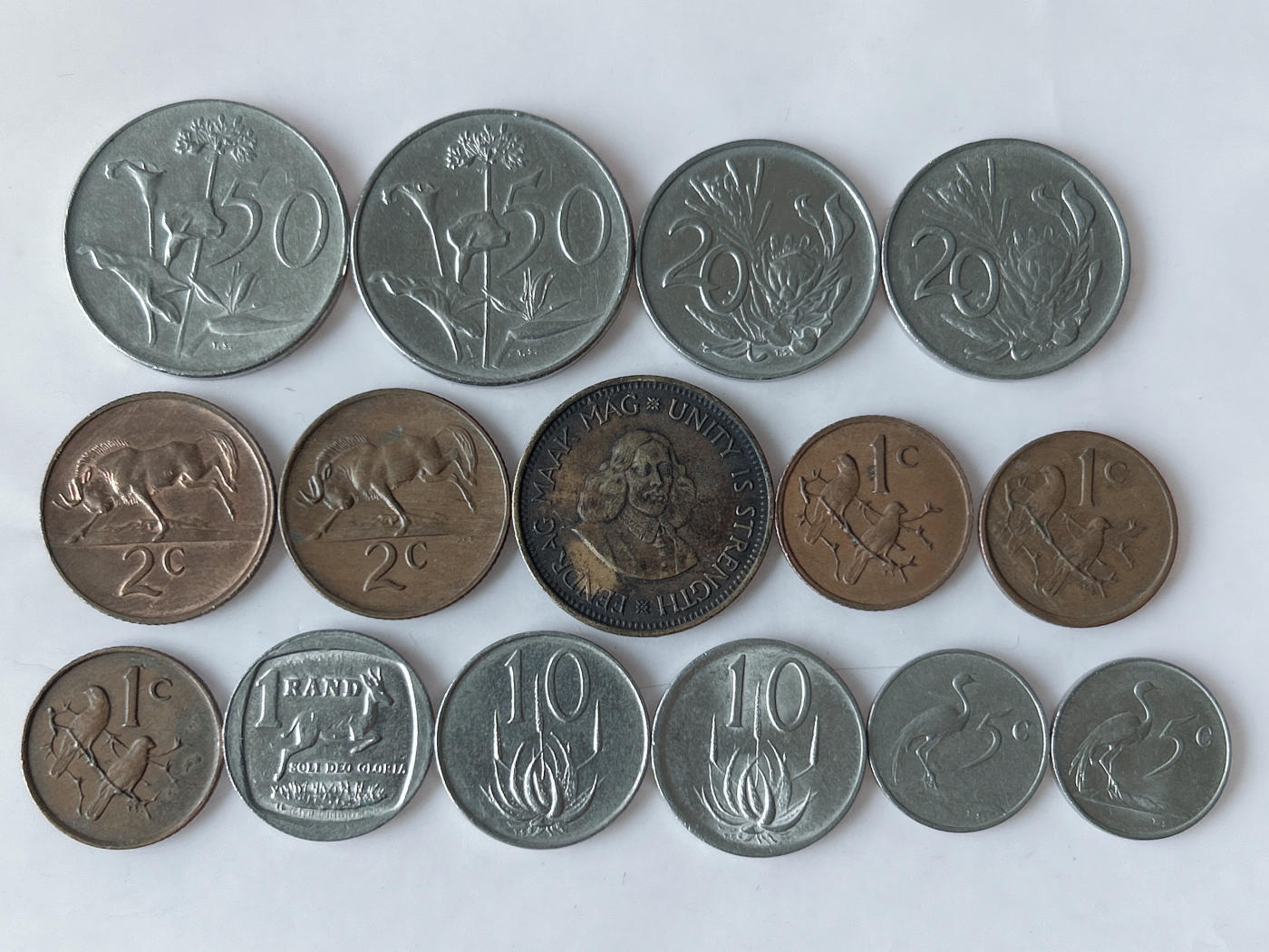 第一海外回流一元起拍收藏 散币专场 第92期 南非硬币15枚 不同版本