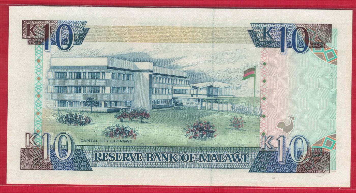 马拉维1994年10克瓦查 克劳斯P-25c 无4 非洲纸币 实物图 UNC