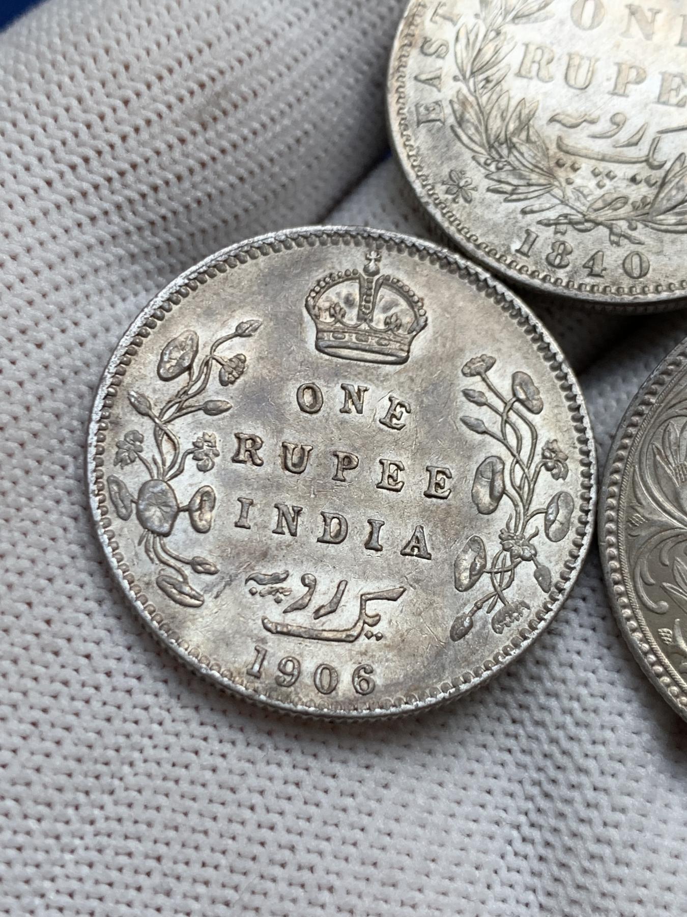 《竞宝斋》第272场- 周日，周一，周二  3场连拍 （全场包邮） 3枚一组 印度卢比1840+1892+1906 带光好品可送评状态