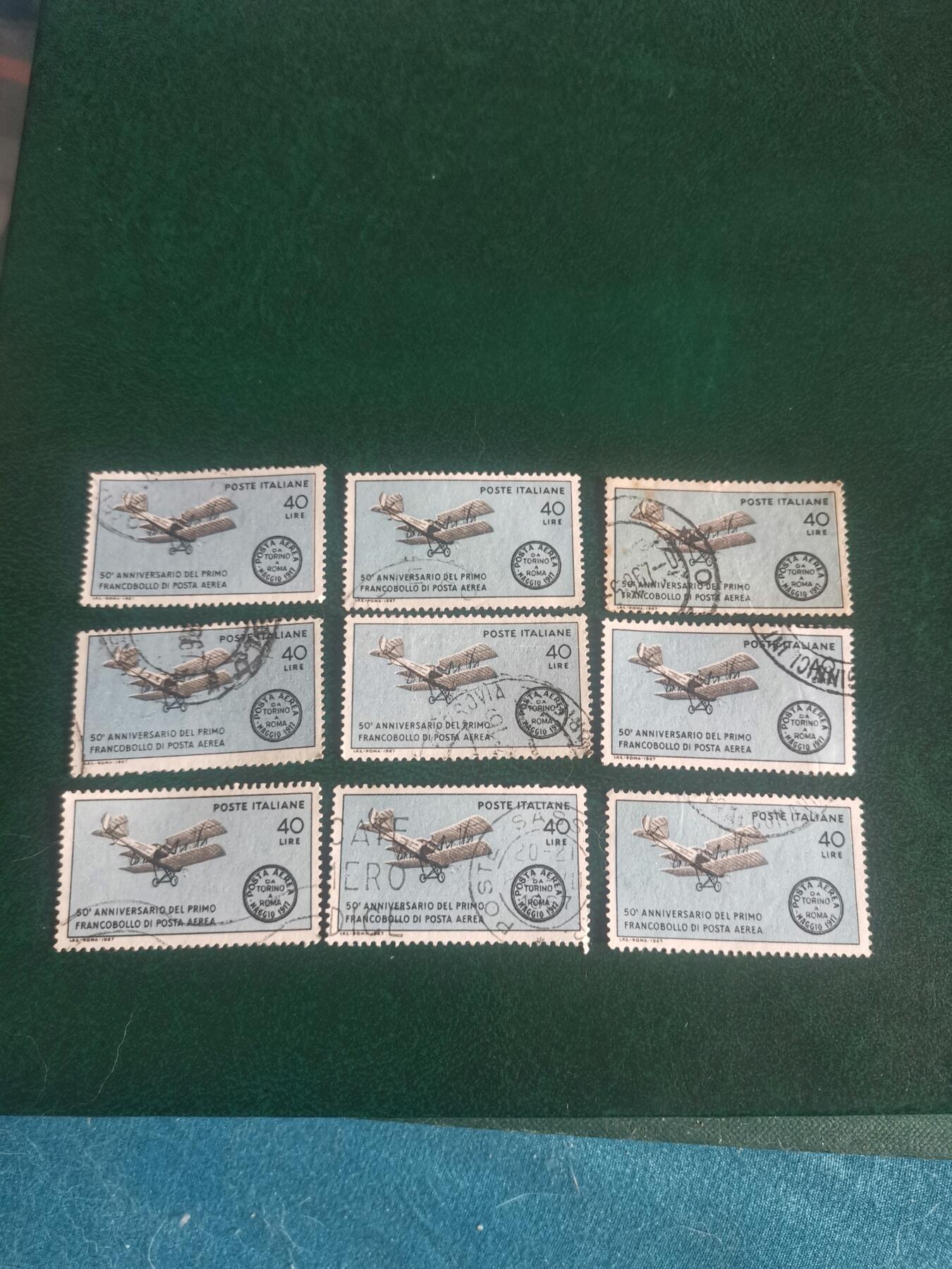 258意大利1967年 首枚航空邮票发行50周年 双翼飞机 邮票1全