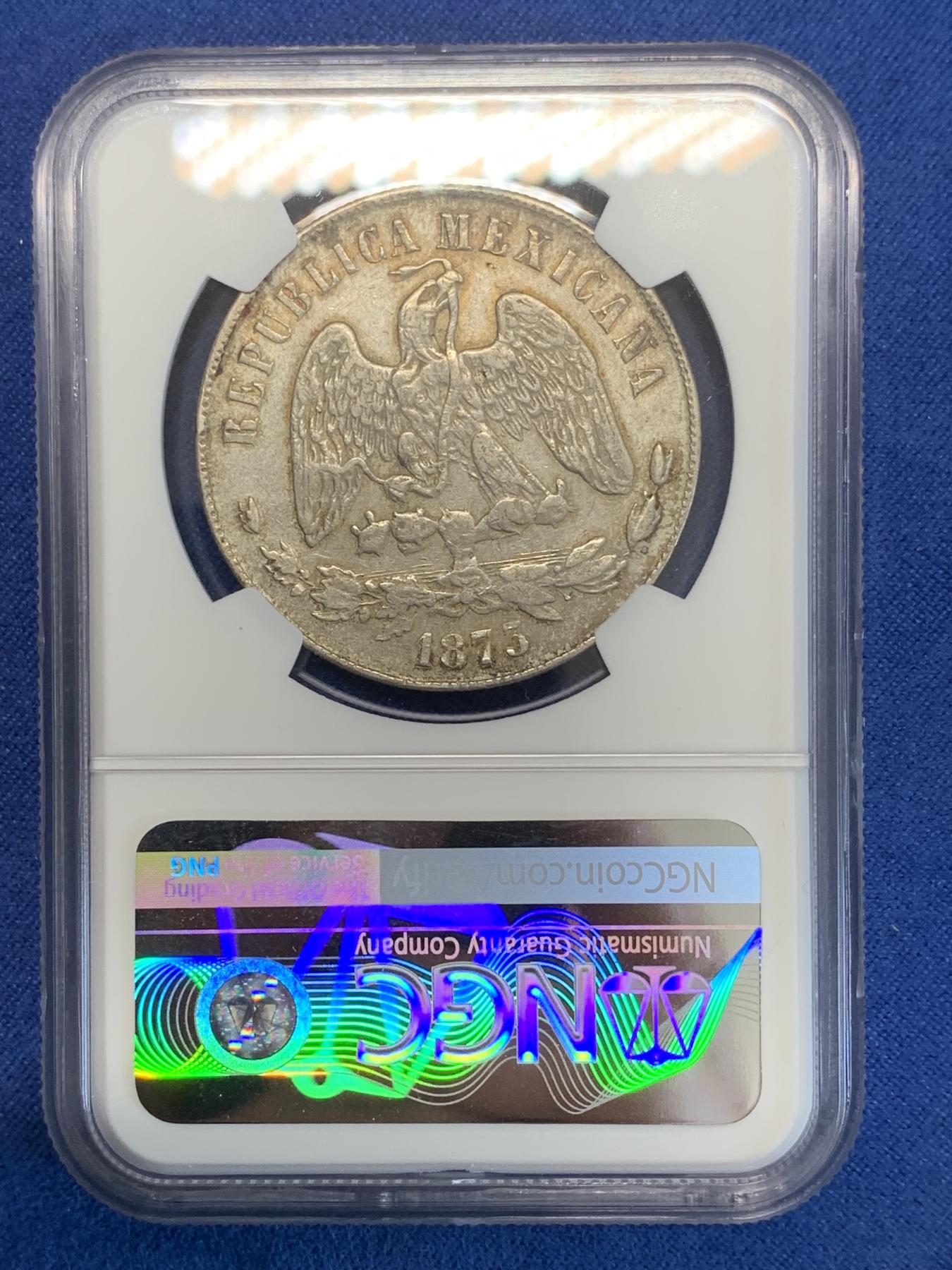 《竞宝斋》第272场- 周日，周一，周二  3场连拍 （全场包邮） NGC AUD 墨西哥1873年 PI H 天平鹰洋银币