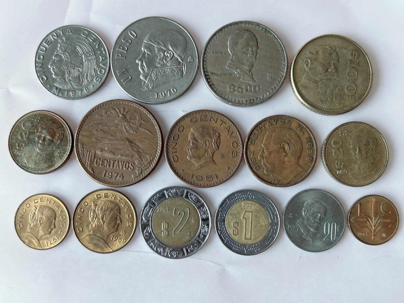 第一海外回流一元起拍收藏 散币专场 第92期 墨西哥硬币 15枚 无重复