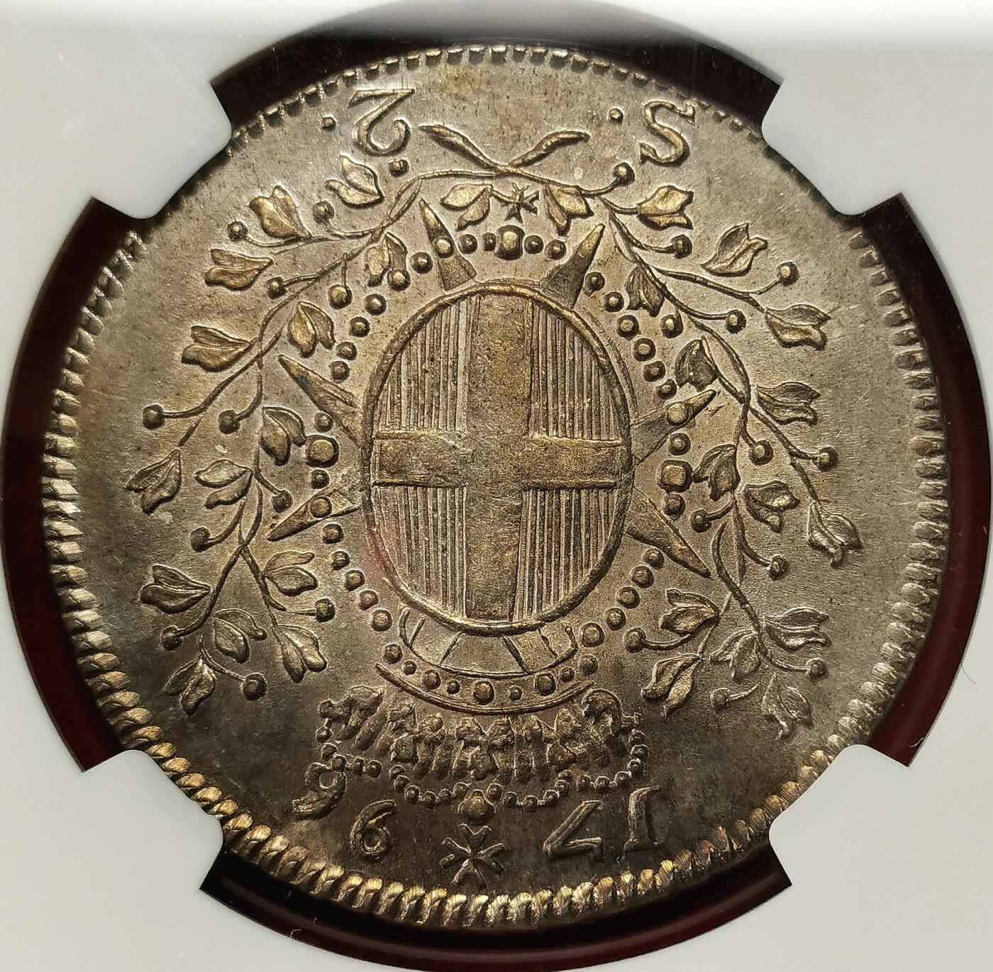 凡希社世界钱币微拍第二百七十期 荐！1796马耳他骑士团ROHAN侧像2SCUDI大银NGC-MS62，一年型，能见到的都是流通品相，N亚军分！在大教长埃马纽埃尔·德·罗汉时期，马耳他骑士团造币厂在管理上采取了必要的措施，这一时期的钱币相比之前，在重量和纯度方面更为精确，且利润转亏为盈。