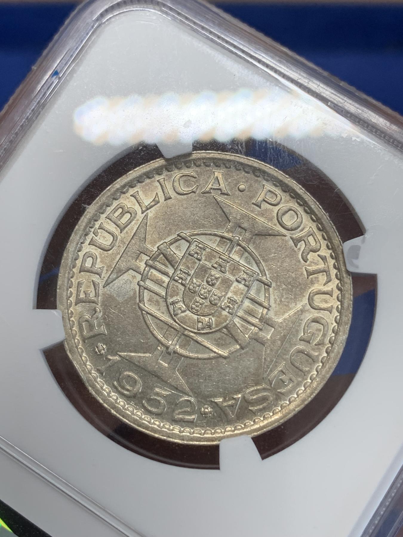 《竞宝斋》第272场- 周日，周一，周二  3场连拍 （全场包邮） NGC MS62 澳门1952年首套流通银币5元 发行量90万枚 低估品种