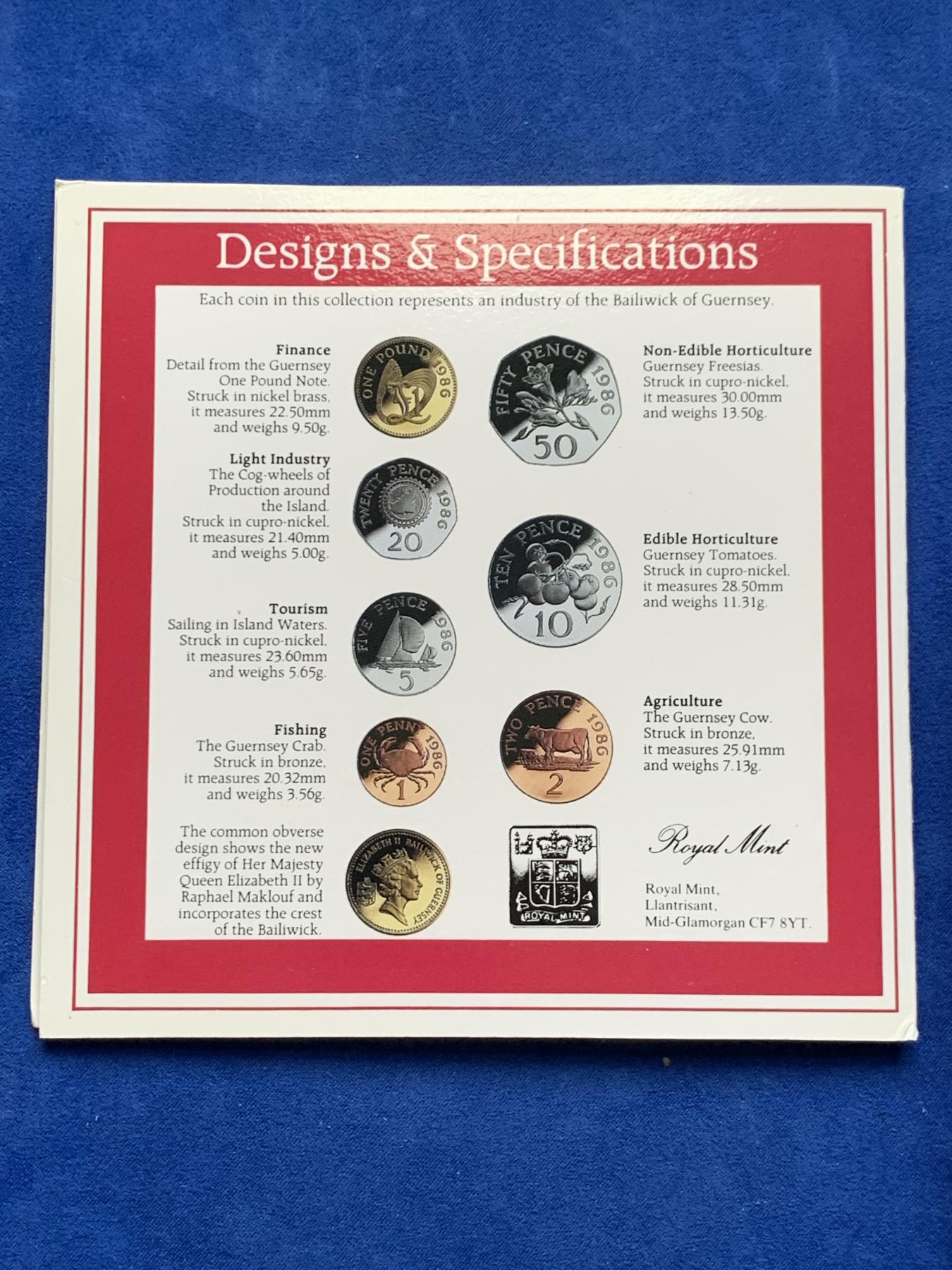 《竞宝斋》第272场- 周日，周一，周二  3场连拍 （全场包邮） 格恩西1986英国皇家造币厂官方流通套币