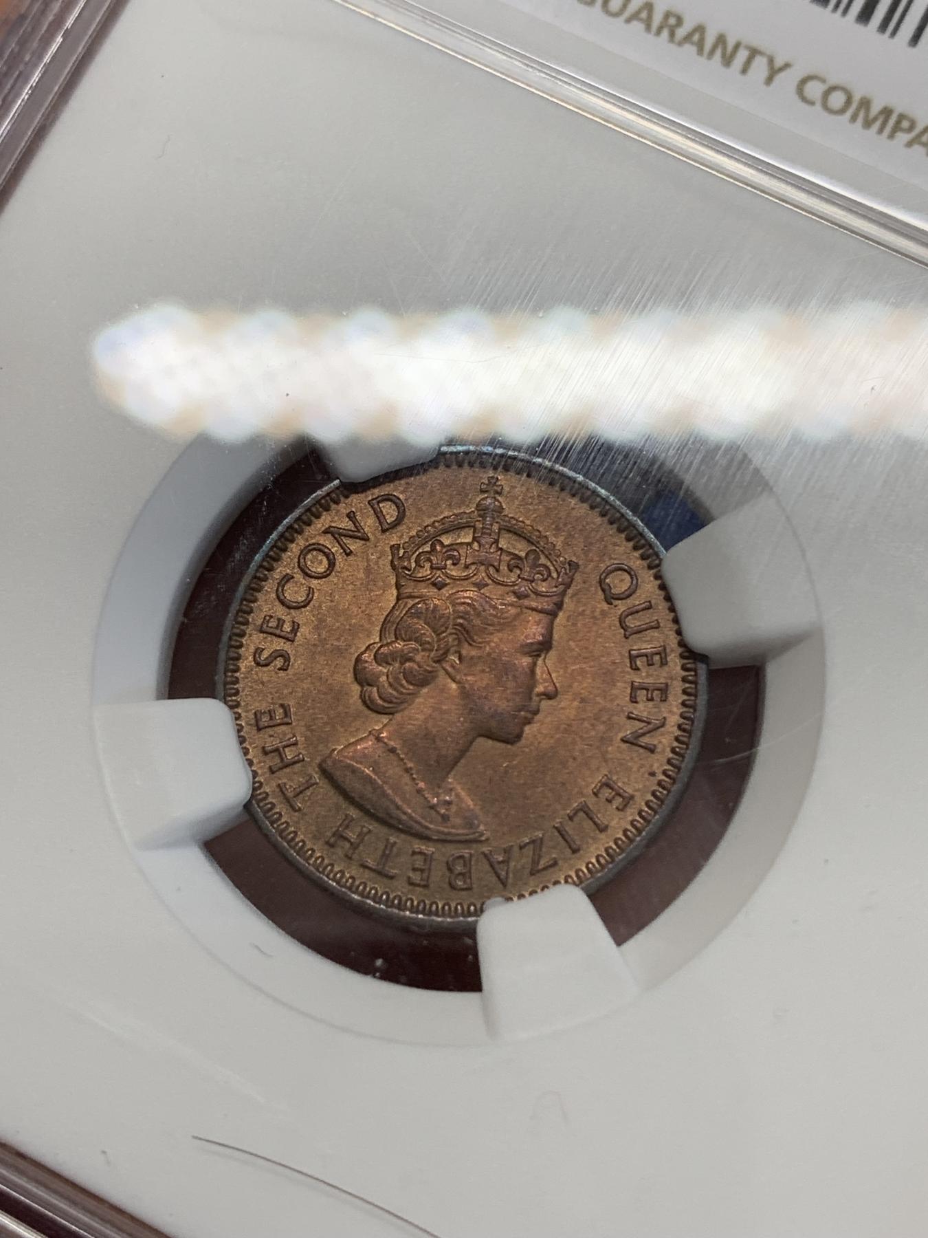 《竞宝斋》第272场- 周日，周一，周二  3场连拍 （全场包邮） NGC MS63RB 塞浦路斯1955年3米尔铜币