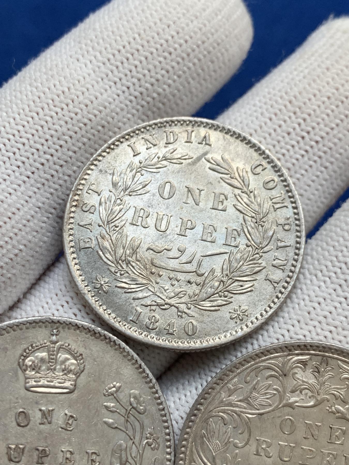 《竞宝斋》第272场- 周日，周一，周二  3场连拍 （全场包邮） 3枚一组 印度卢比1840+1892+1906 带光好品可送评状态