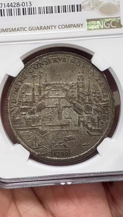 NGC-AU58 1790瑞士苏黎世城市景观泰勒大银币老包浆