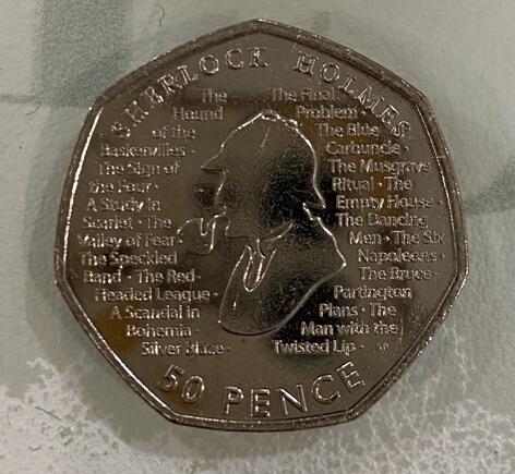 【炜奕收藏】古币纪念币专场，0佣金，全场0+1 2019年英国福尔摩斯纪念币