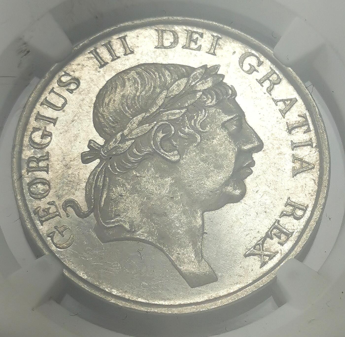 凡希社世界钱币微拍第二百七十期 荐！1814英格兰银行3先令大银NGC-MS63，人像面PL效果，银光质感强烈，视觉感相当漂亮的一枚！