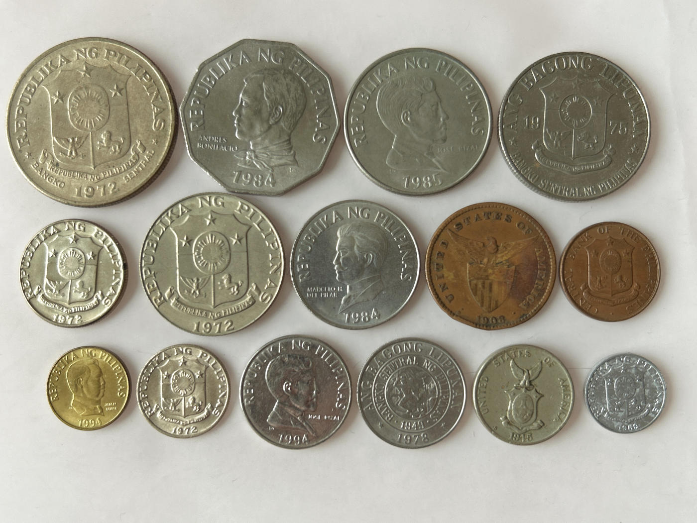 第一海外回流一元起拍收藏 散币专场 第92期 菲律宾硬币 15枚 无重复