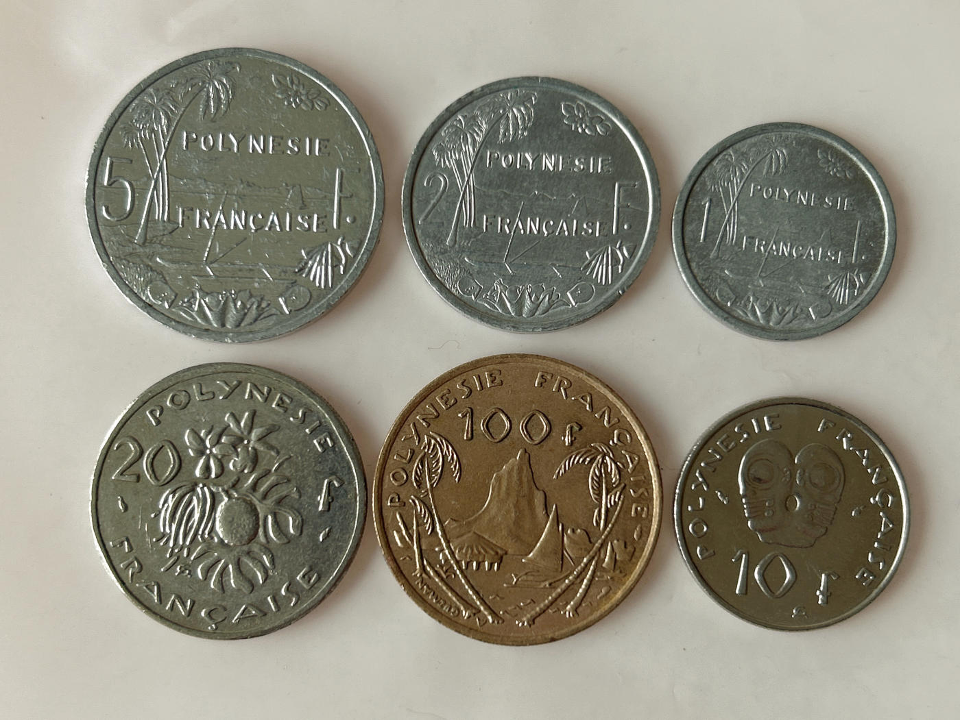 第一海外回流一元起拍收藏 散币专场 第92期 法属波利尼西亚硬币6枚套