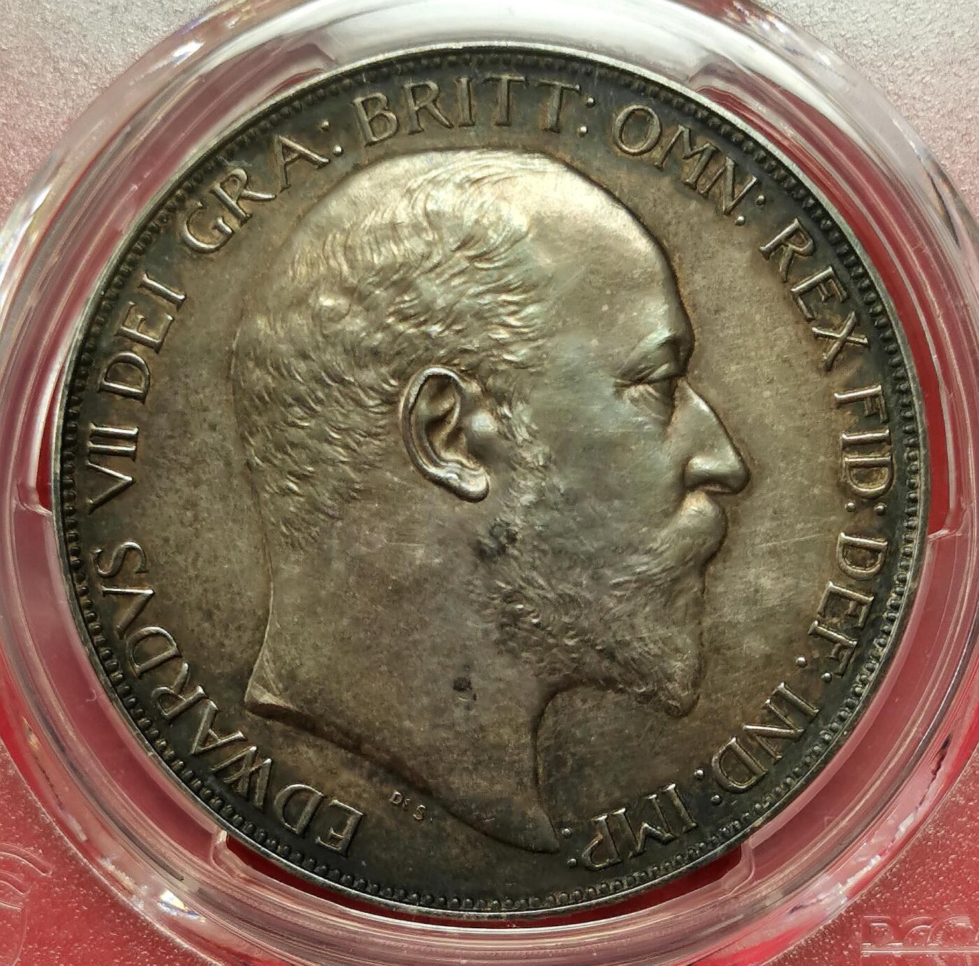 凡希社世界钱币微拍第二百七十期 1902英国爱七马剑大银精铸PCGS-PR62，传世黑漆古！