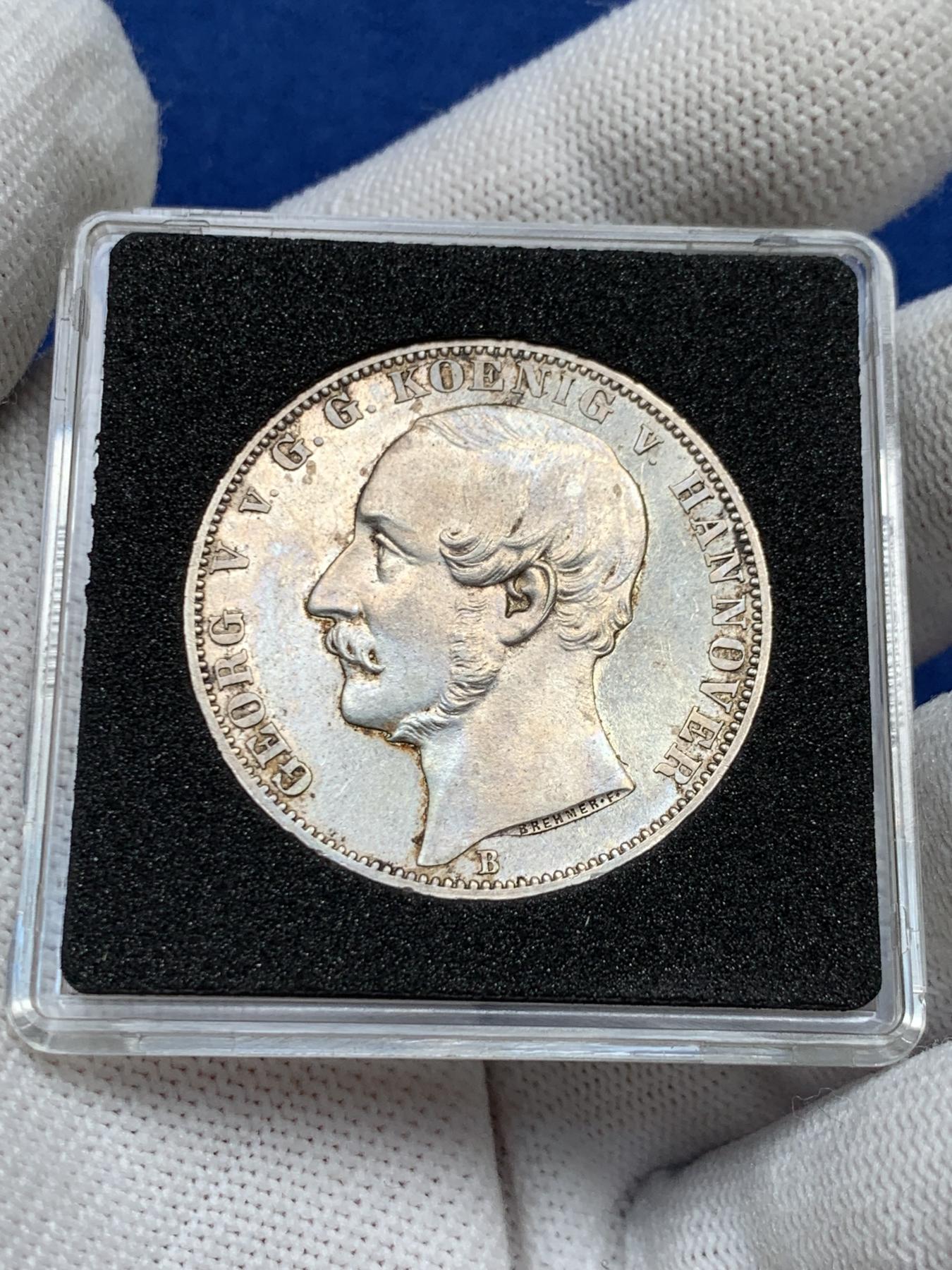 《竞宝斋》第272场- 周日，周一，周二  3场连拍 （全场包邮） 德国1866汉诺威狮马泰勒银币 PL底板 细节非常好可评级