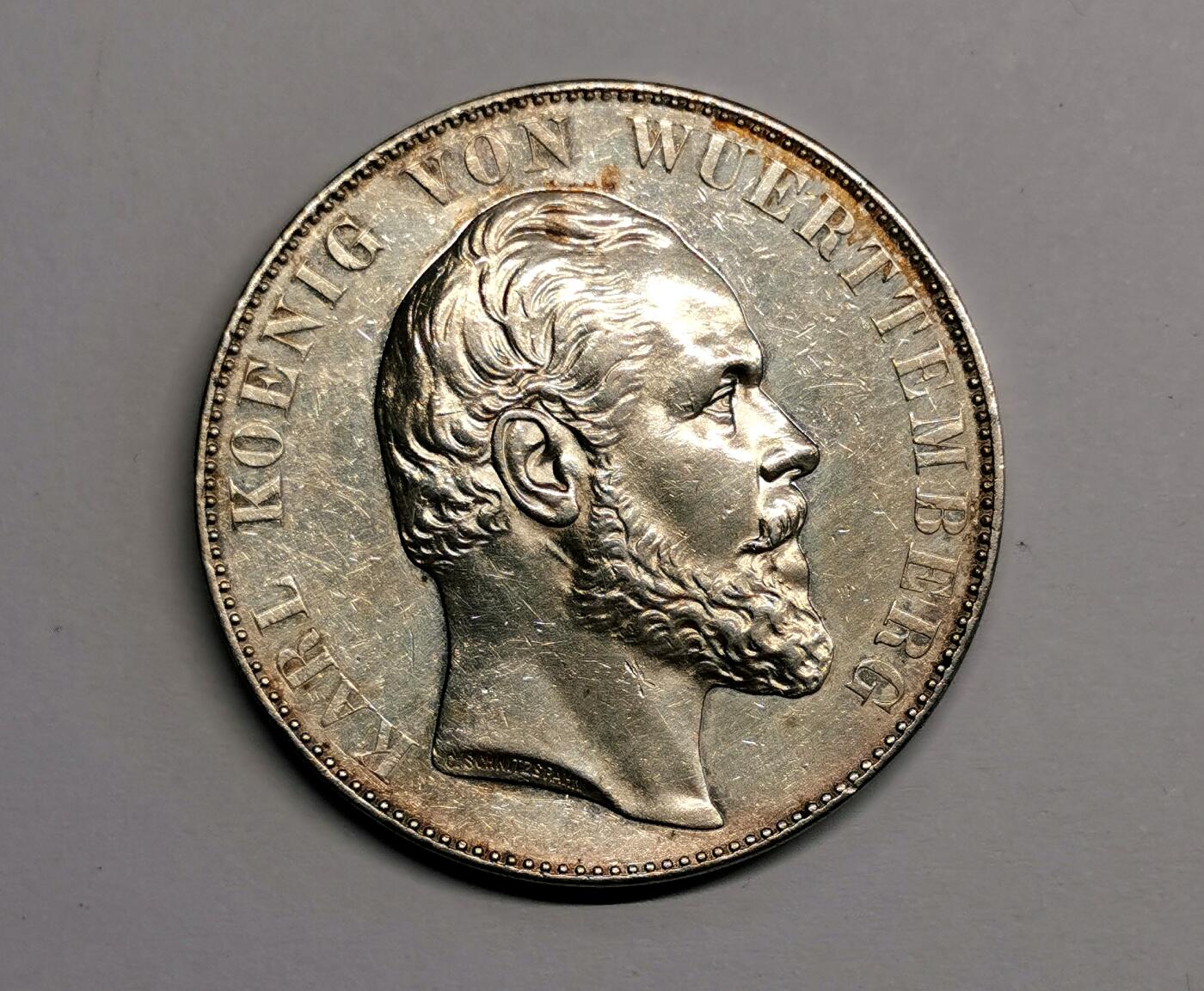 凡希社世界钱币微拍第二百七十期 1871符腾堡乌尔姆大教堂2泰勒，细节XF/AU