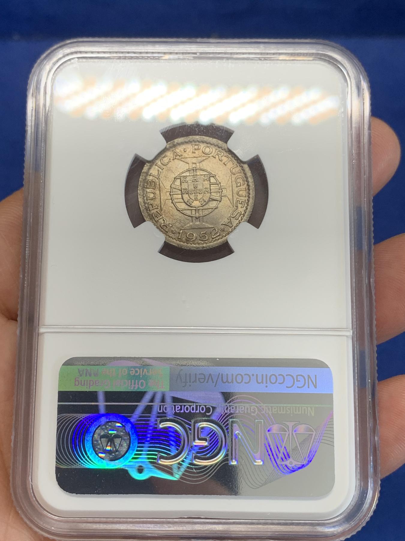 《竞宝斋》第272场- 周日，周一，周二  3场连拍 （全场包邮） NGC MS65 澳门1952年首套流通铜镍币5毫 高分