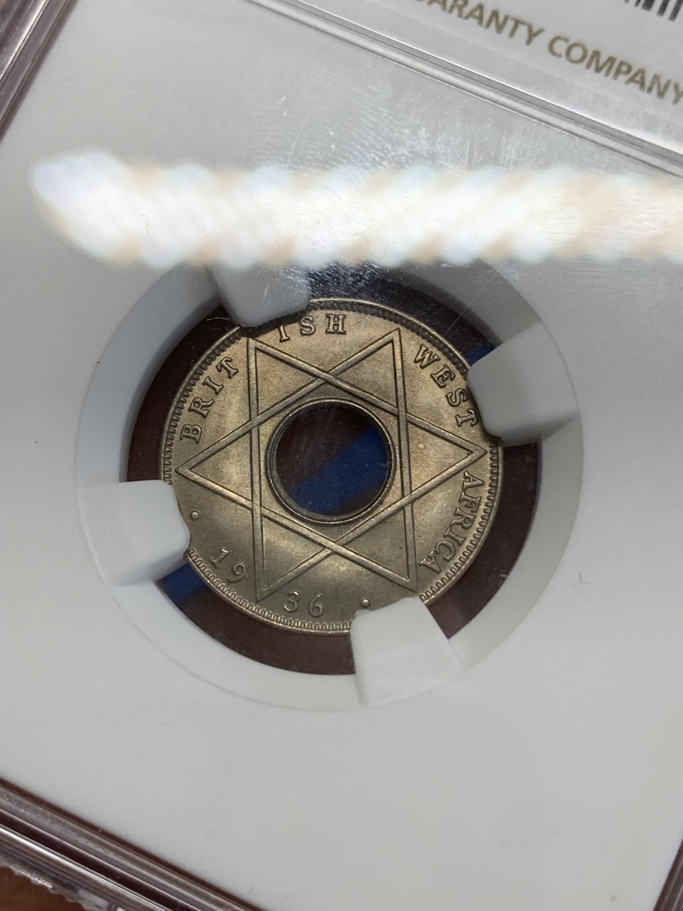 《竞宝斋》第272场- 周日，周一，周二  3场连拍 （全场包邮） NGC MS65 英属西非1936爱德华八世1/10便士 少见品种