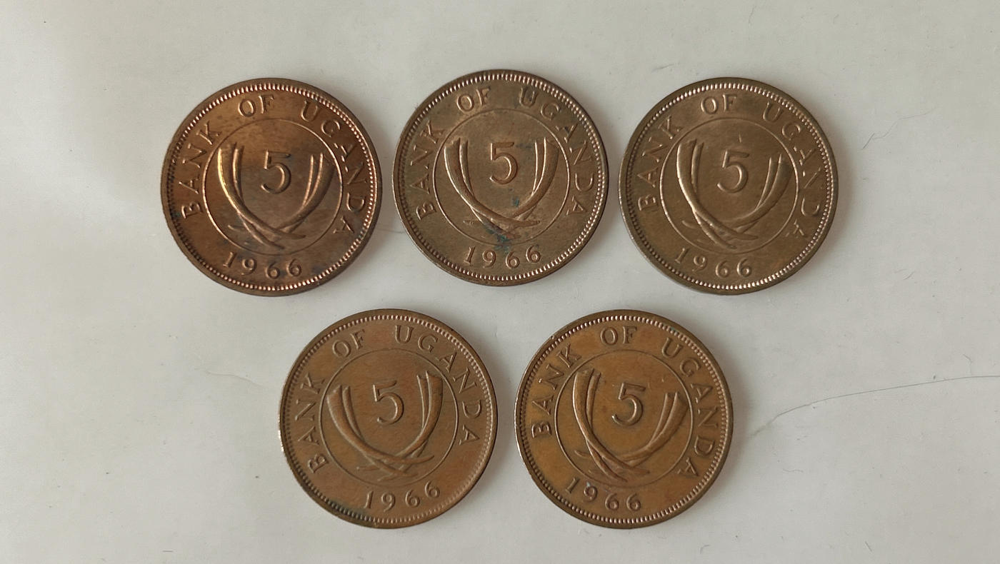 第一海外回流一元起拍收藏 散币专场 第92期 乌干达1966年5分铜币 5枚
