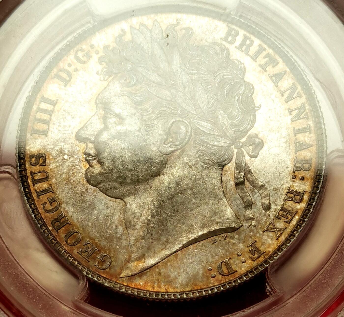 凡希社世界钱币微拍第二百七十期 荐！1820英国乔治四世1/2克朗PCGS-MS64，典雅英伦淡彩，藏家品质！