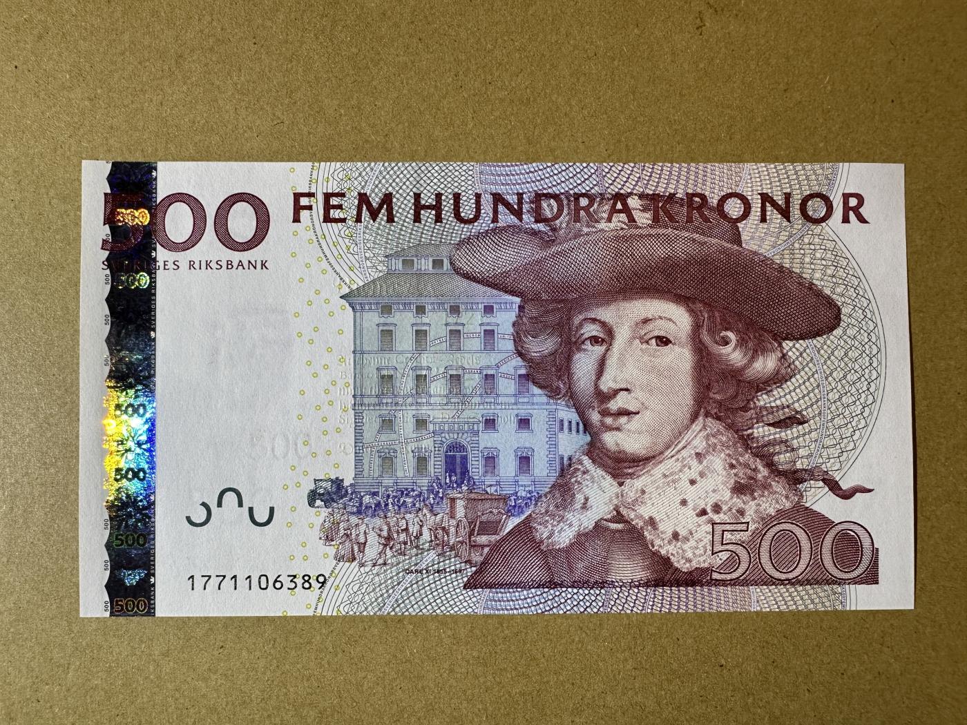 《张总收藏》151期-外币周日精品场 瑞典500克朗 UNC 2001年 瑞典国王卡尔十一世 无4绝品