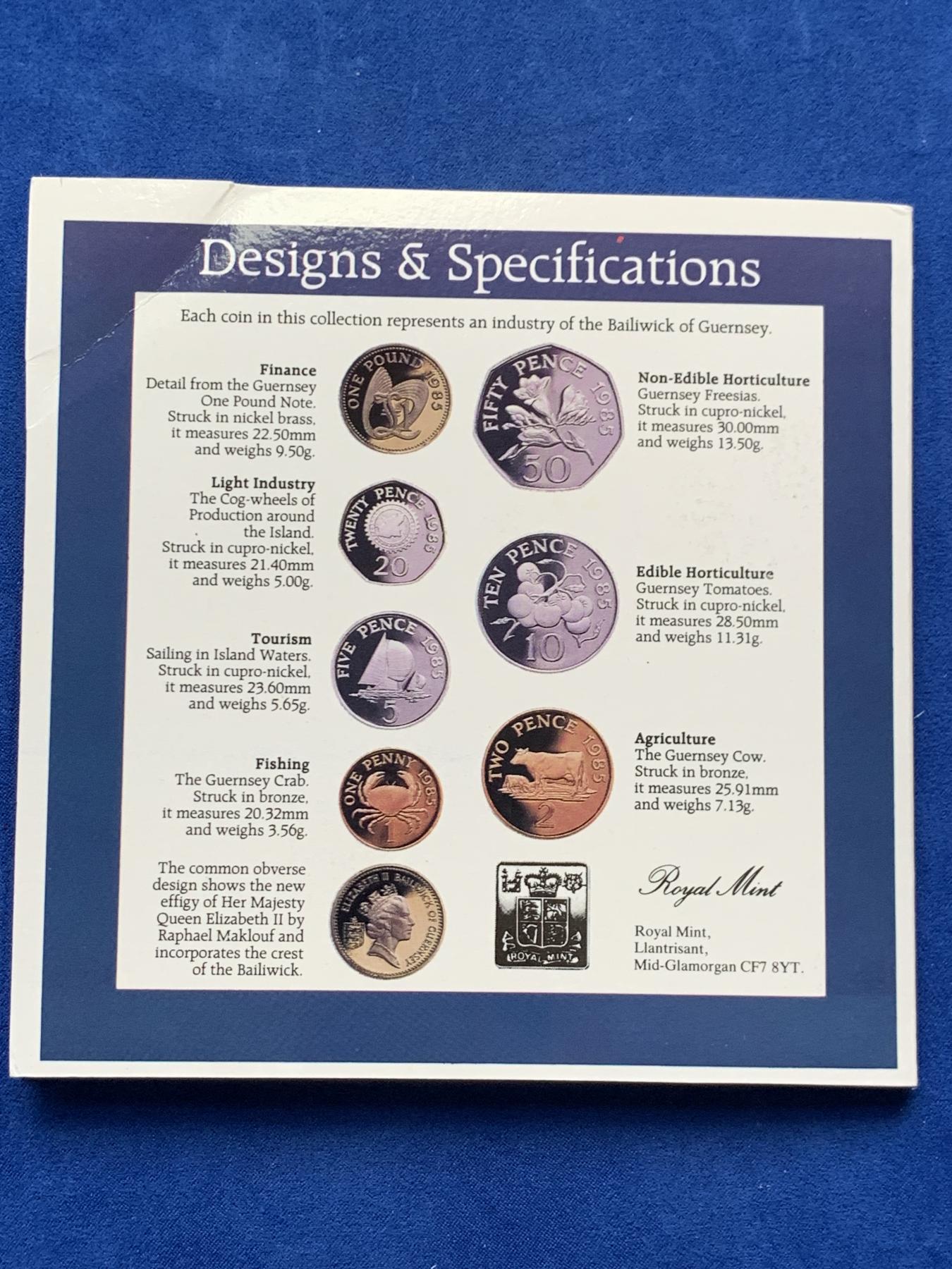 《竞宝斋》第272场- 周日，周一，周二  3场连拍 （全场包邮） 格恩西1985英国皇家造币厂官方流通套币