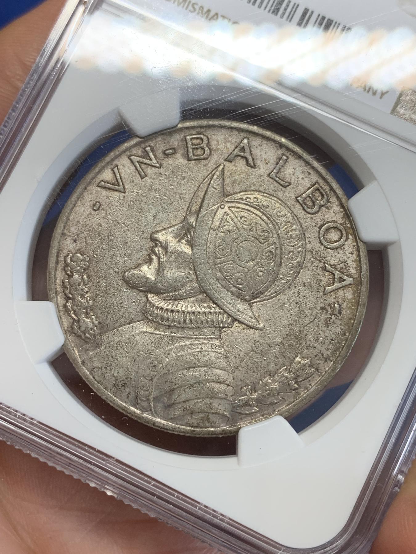 《竞宝斋》第272场- 周日，周一，周二  3场连拍 （全场包邮） NGC XF45 巴拿马1934年1巴波亚大银币 少见年份