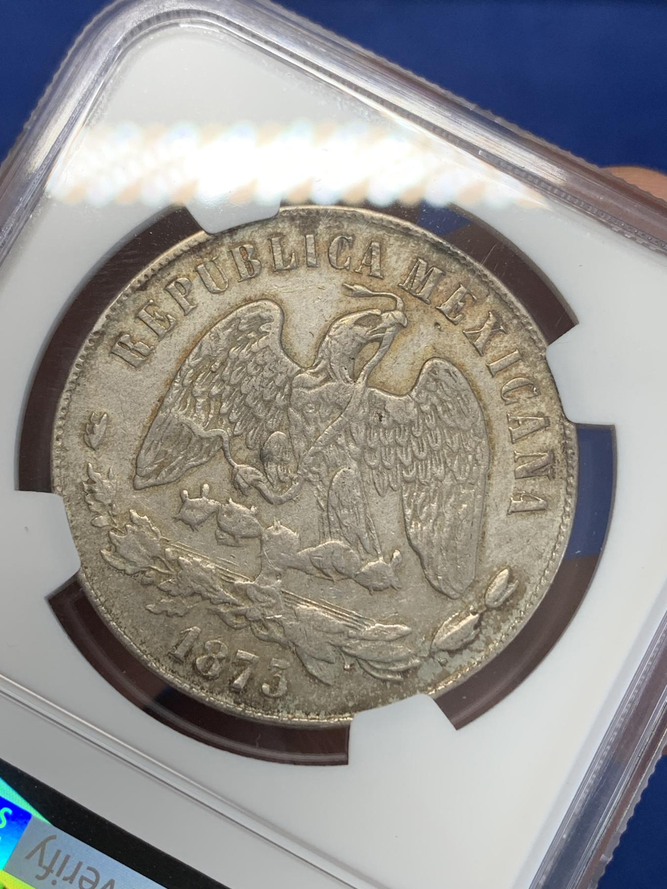 《竞宝斋》第272场- 周日，周一，周二  3场连拍 （全场包邮） NGC AUD 墨西哥1873年 PI H 天平鹰洋银币