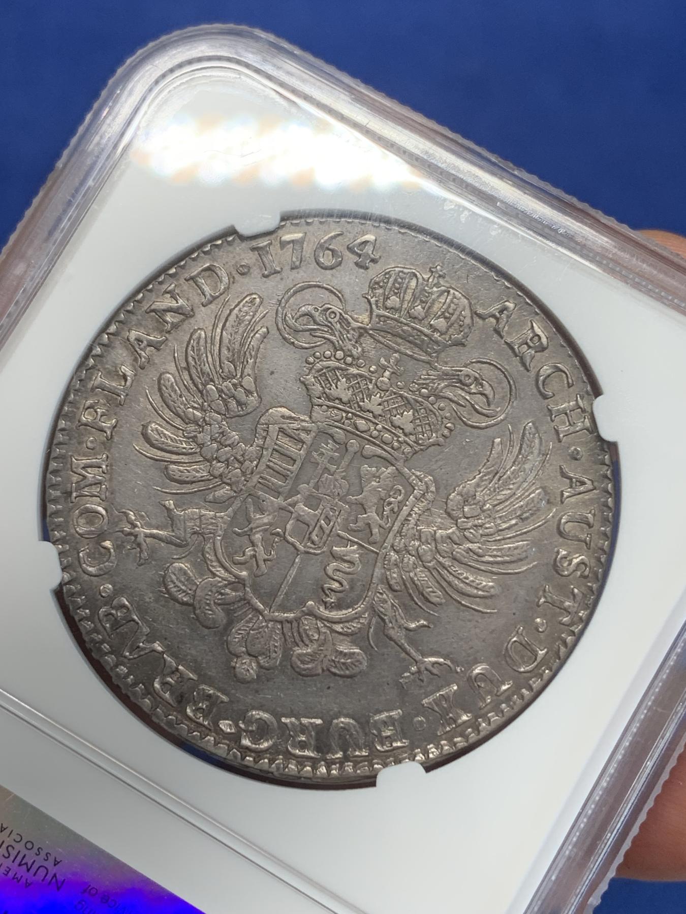 《竞宝斋》第272场- 周日，周一，周二  3场连拍 （全场包邮） NGC XFD 1764奥属尼德兰1KT大银币 少见品种 整体打制非常清晰