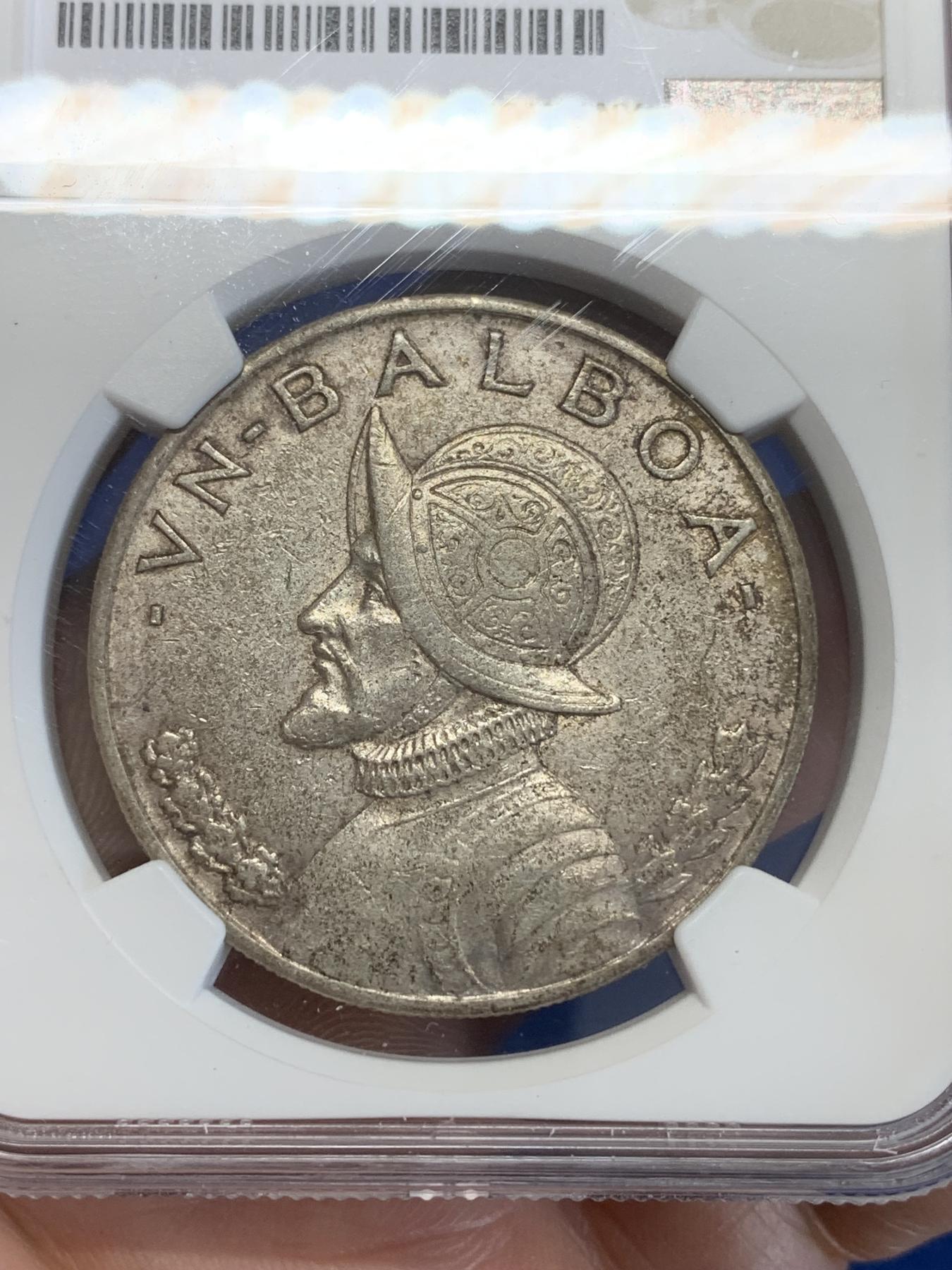 《竞宝斋》第272场- 周日，周一，周二  3场连拍 （全场包邮） NGC XF45 巴拿马1934年1巴波亚大银币 少见年份