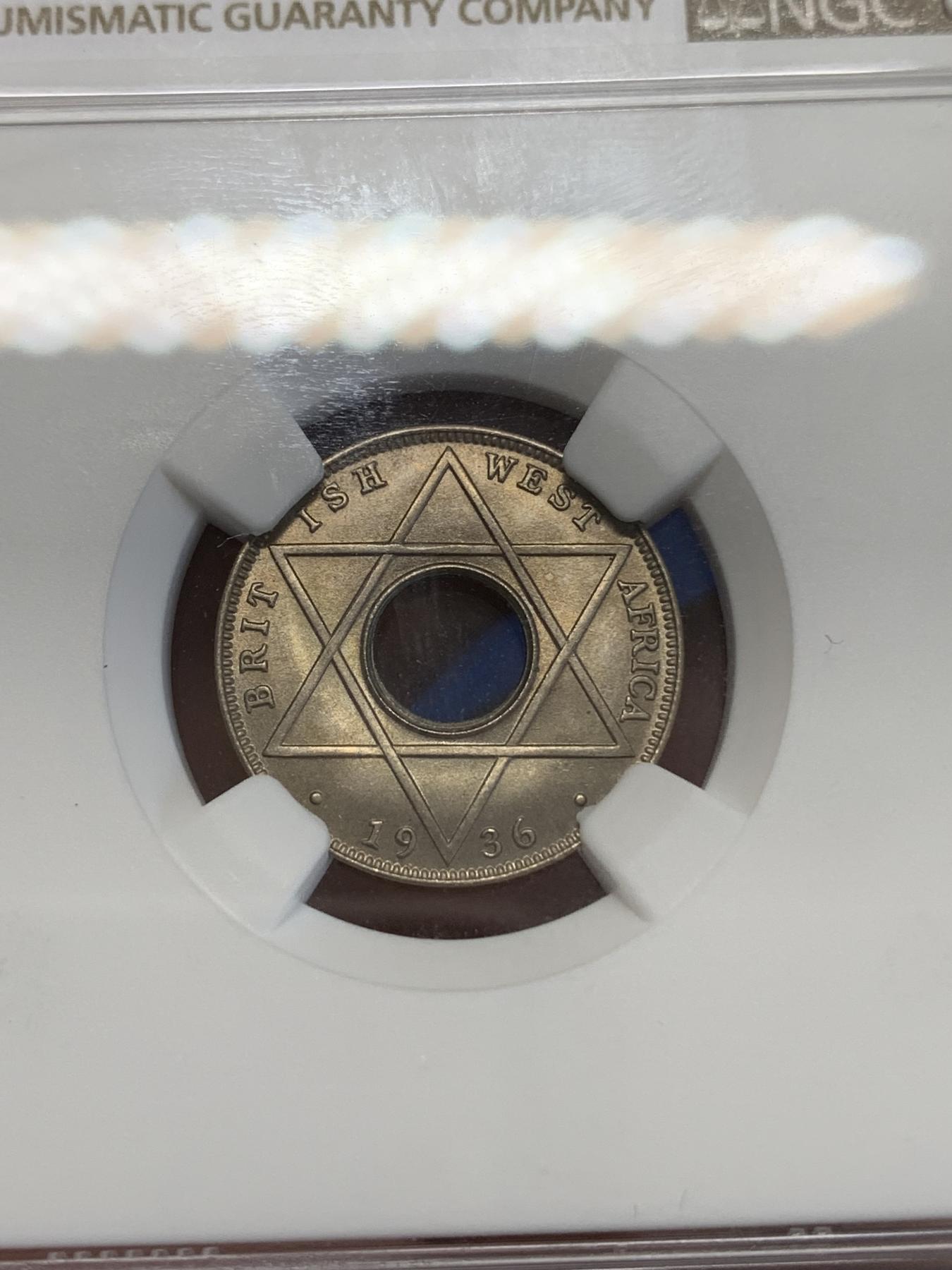 《竞宝斋》第272场- 周日，周一，周二  3场连拍 （全场包邮） NGC MS65 英属西非1936爱德华八世1/10便士 少见品种