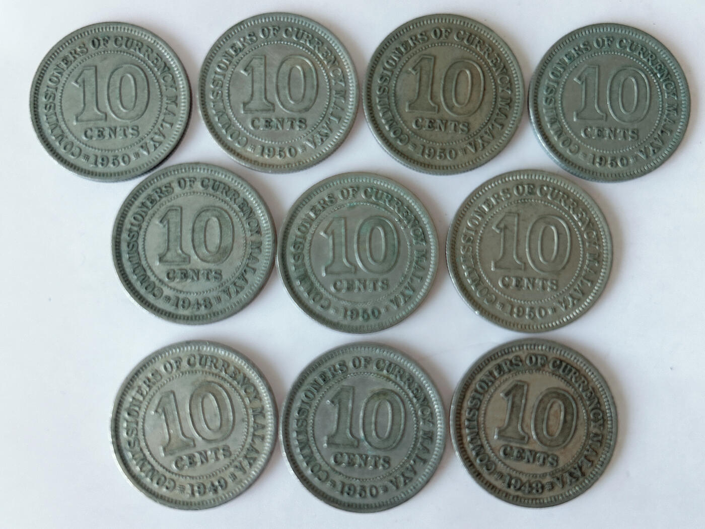 第一海外回流一元起拍收藏 散币专场 第91期 英属马来亚乔治六世10分 10枚