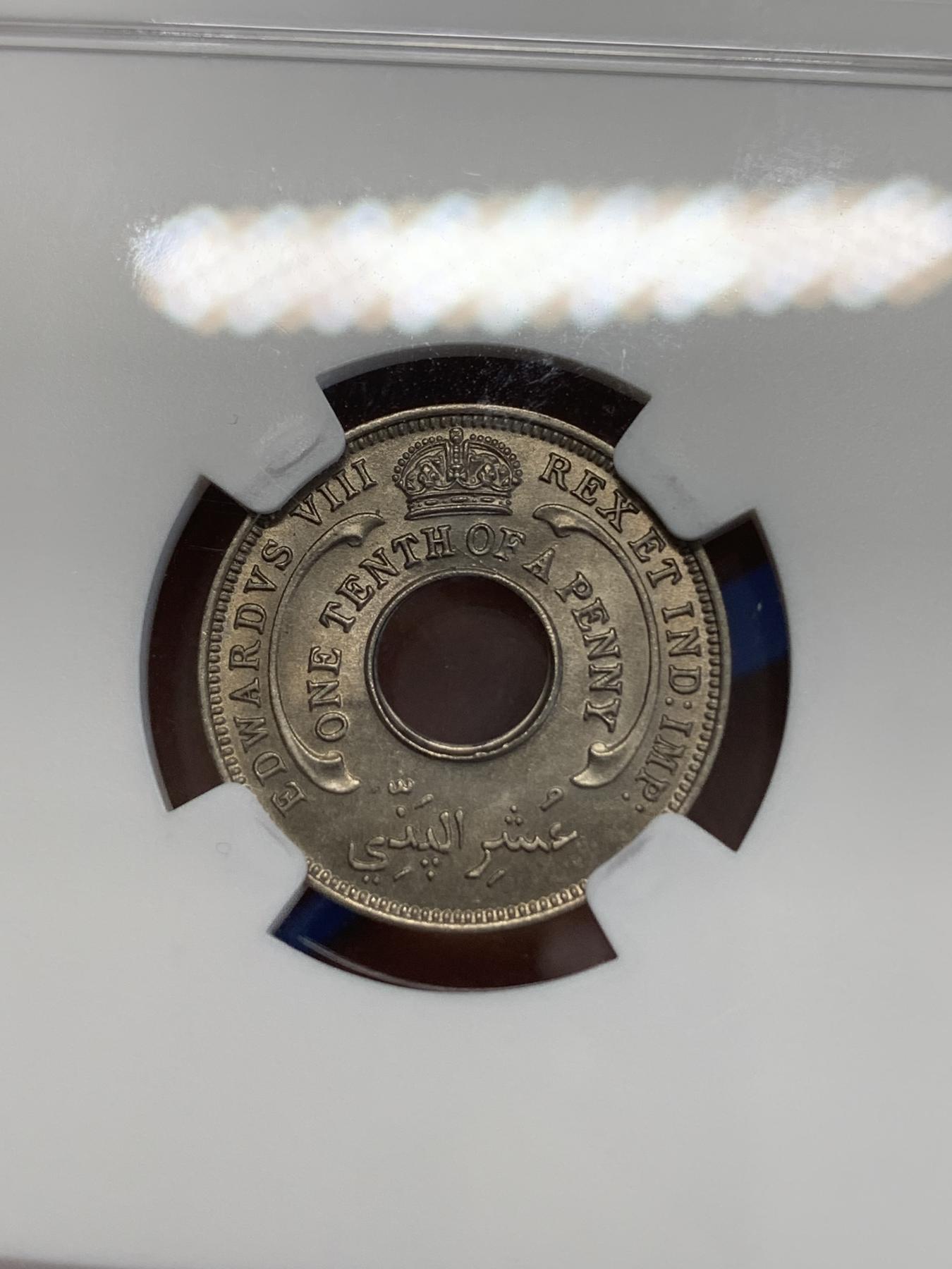 《竞宝斋》第272场- 周日，周一，周二  3场连拍 （全场包邮） NGC MS65 英属西非1936爱德华八世1/10便士 少见品种