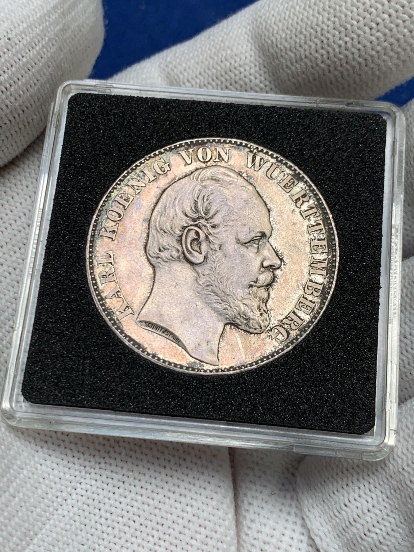 《竞宝斋》第272场- 周日，周一，周二  3场连拍 （全场包邮） 德国符腾堡1871胜利泰勒银币 原味包浆带底光