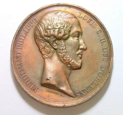 法国1843年 奥尔良公爵菲利普逝世高浮雕精制大铜章 50MM - 法国1843年 奥尔良公爵菲利普逝世高浮雕精制大铜章 50MM