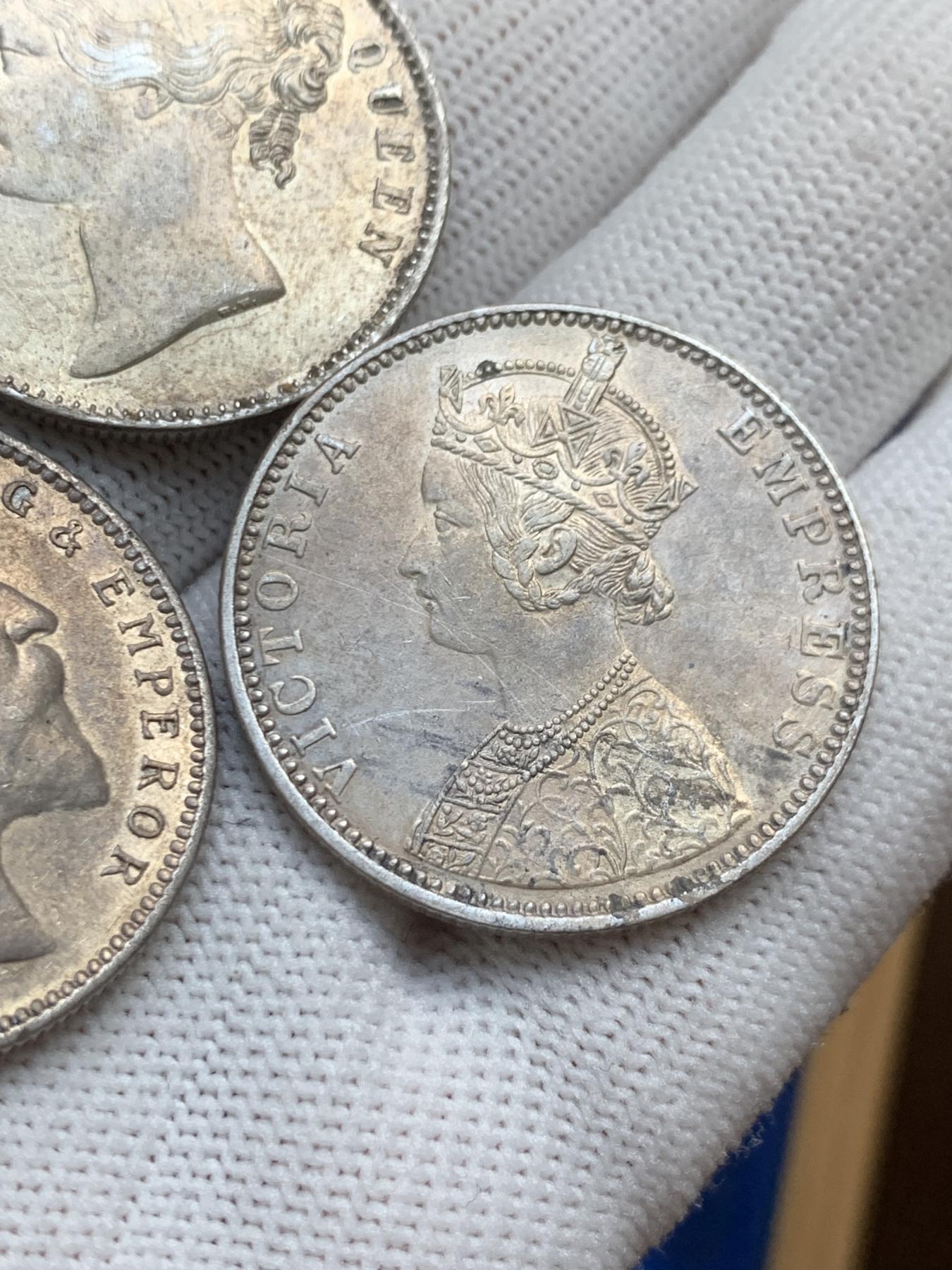 《竞宝斋》第272场- 周日，周一，周二  3场连拍 （全场包邮） 3枚一组 印度卢比1840+1892+1906 带光好品可送评状态