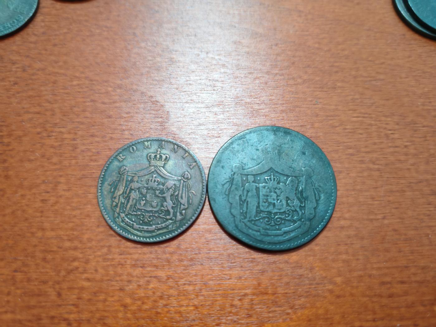 长老汇龙年散币拍卖第一场 1867罗马尼亚5、10巴尼铜币，2枚，WATT公司版，非常少见！背面大窗帘