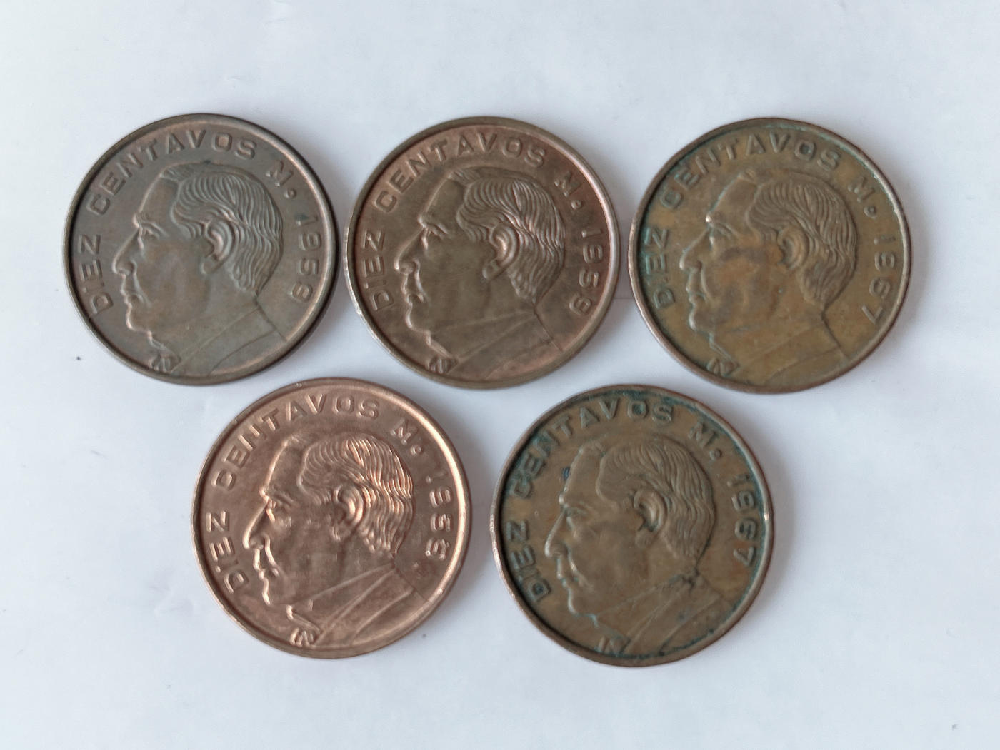 第一海外回流一元起拍收藏 散币专场 第92期 墨西哥10分铜币 5枚