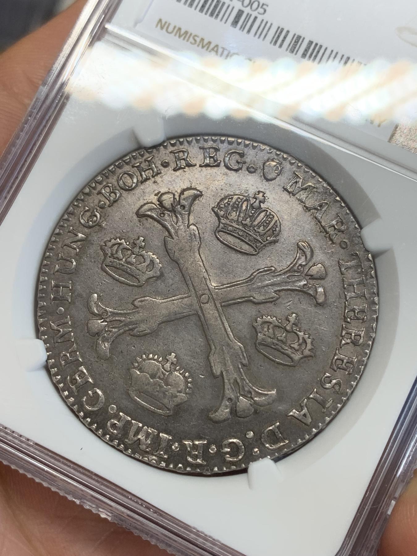 《竞宝斋》第272场- 周日，周一，周二  3场连拍 （全场包邮） NGC XFD 1764奥属尼德兰1KT大银币 少见品种 整体打制非常清晰