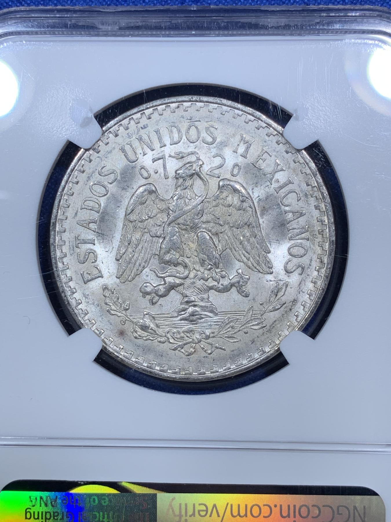 《竞宝斋》第272场- 周日，周一，周二  3场连拍 （全场包邮） NGC MS64 墨西哥1932年鹰洋1比索银币