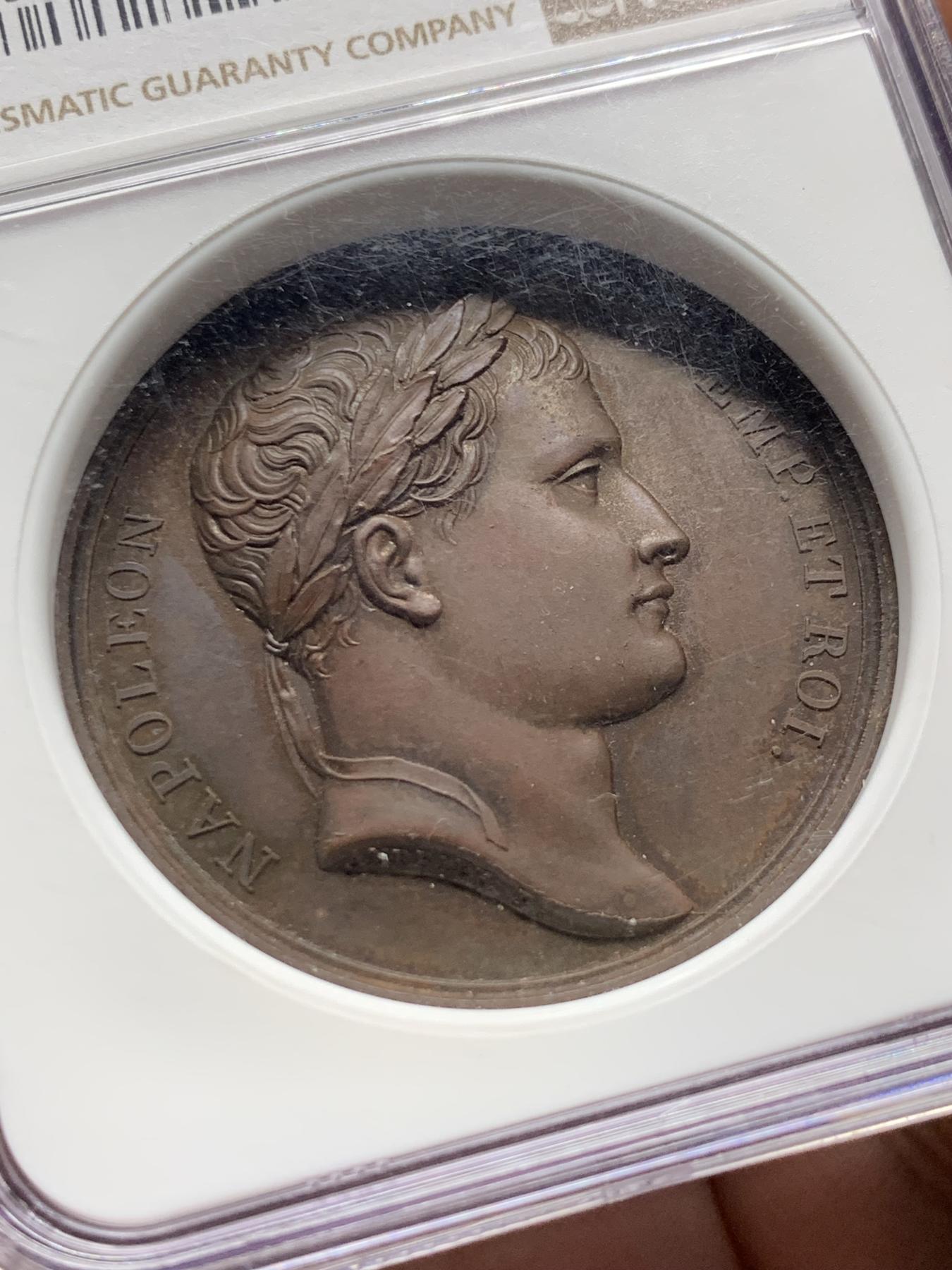 《竞宝斋》第272场- 周日，周一，周二  3场连拍 （全场包邮） NGC MS63BN 法国 1812年 拿破仑铜章 纪念从俄国撤退 稀少品种 加厚盒装