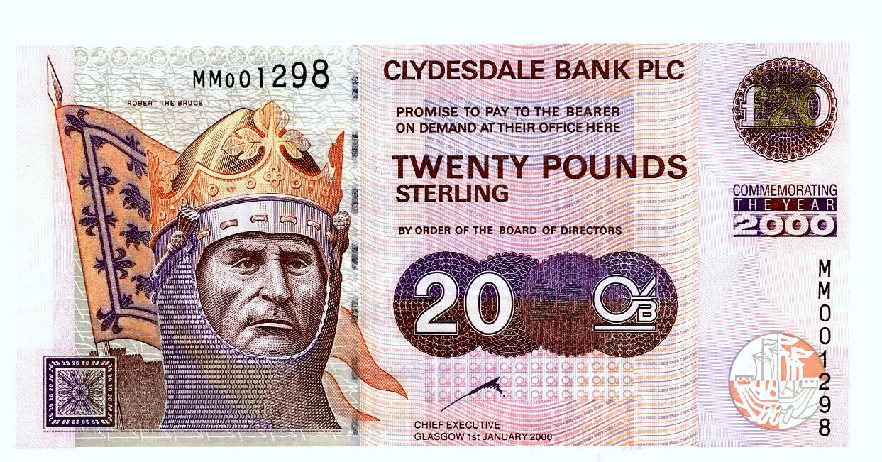 【Blue Auction】✨世界纸币精拍第482期【精】 【千位小号】苏格兰 2000年20镑 千禧年纪念钞 全新UNC 