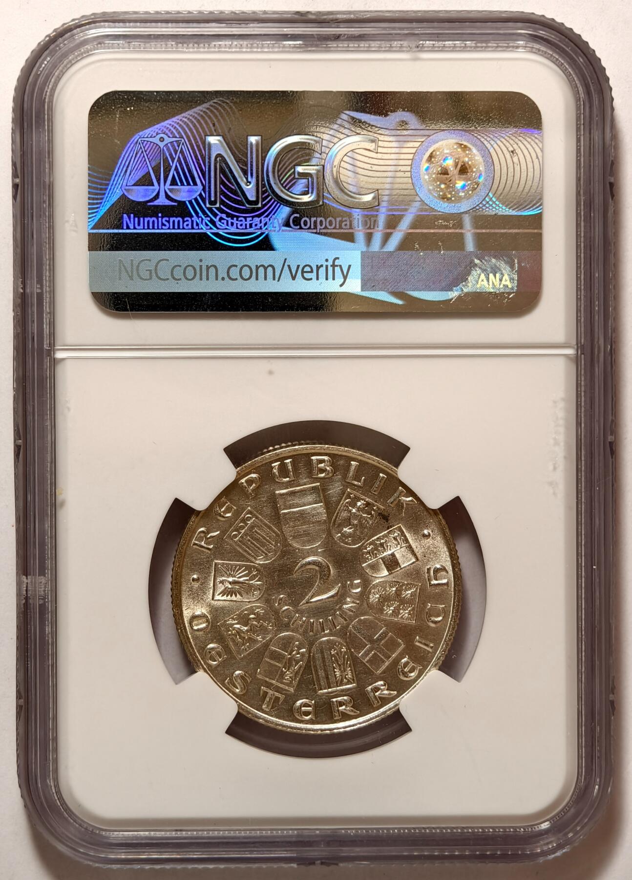 紫瑗钱币——第464期 奥地利 1932年 约瑟夫·海顿 2先令 银币 NGC UNC Detail