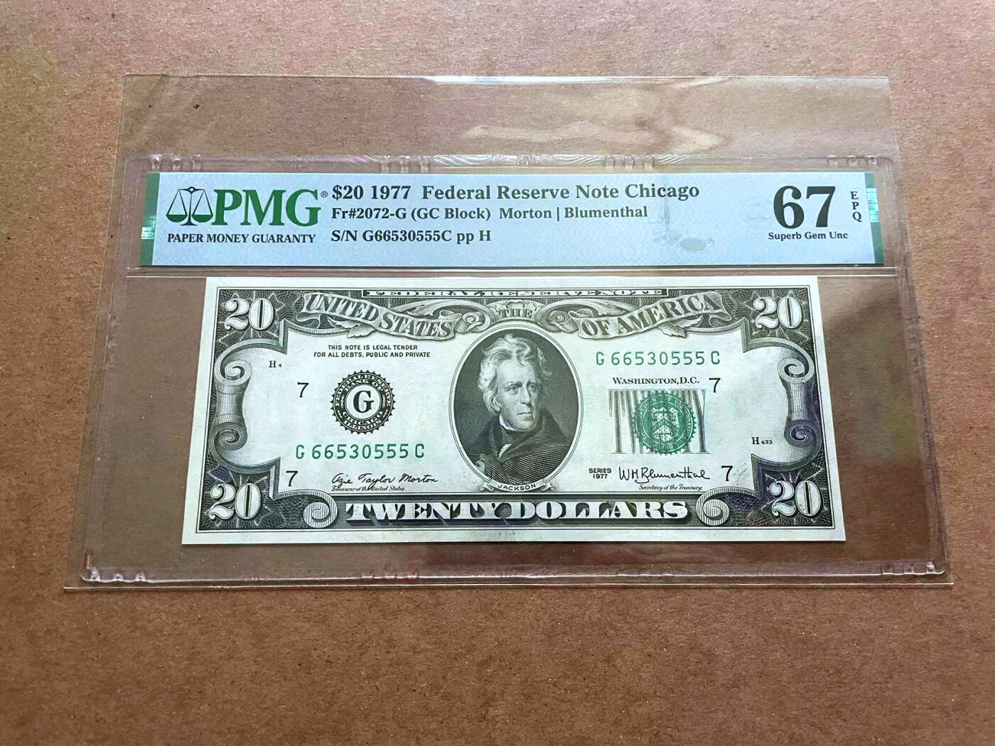 【Blue Auction】✨世界纸币精拍第482期【精】 【无47】美国 1977年20美金 PMG67EPQ 高分