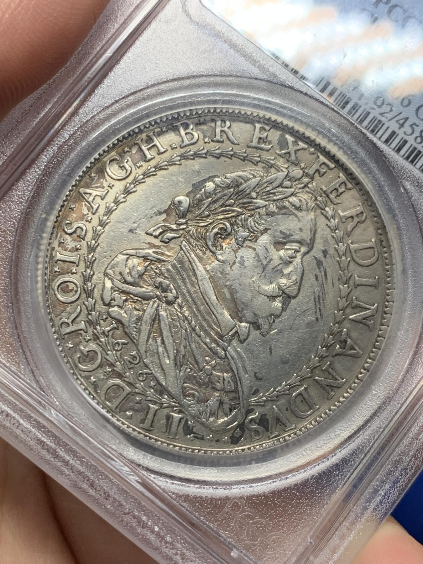 《竞宝斋》第272场- 周日，周一，周二  3场连拍 （全场包邮） PCGS AU 神圣罗马帝国 1626 费迪南二世大泰勒格拉茨厂出品全深打