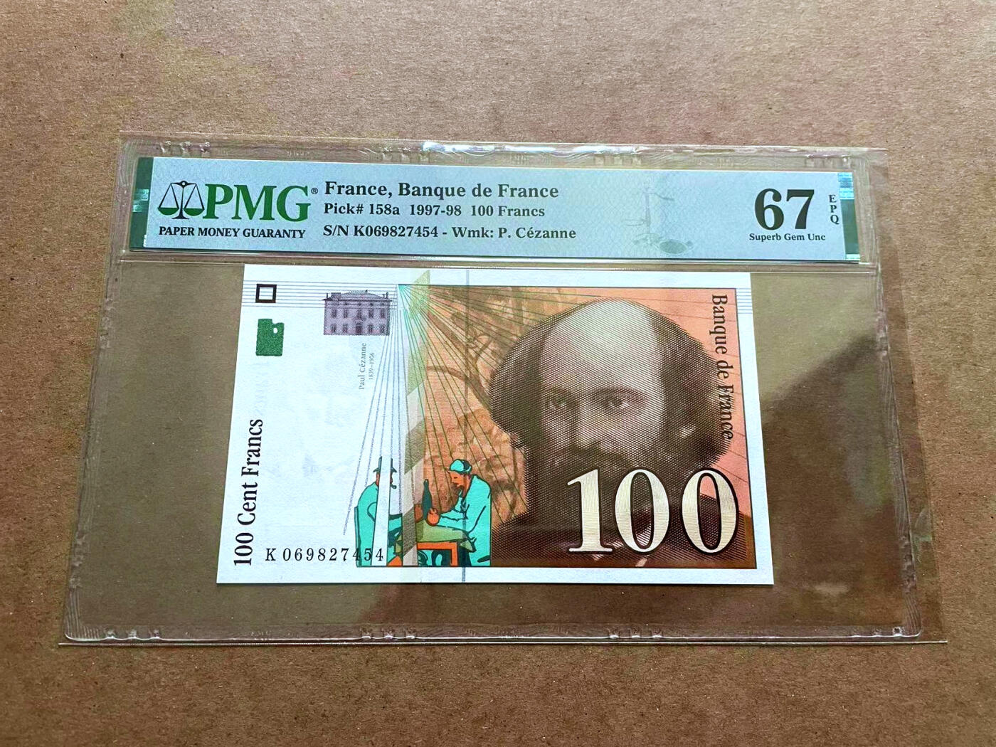 【Blue Auction】✨世界纸币精拍第482期【精】 法国 1997年100法郎 PMG67EPQ 高分