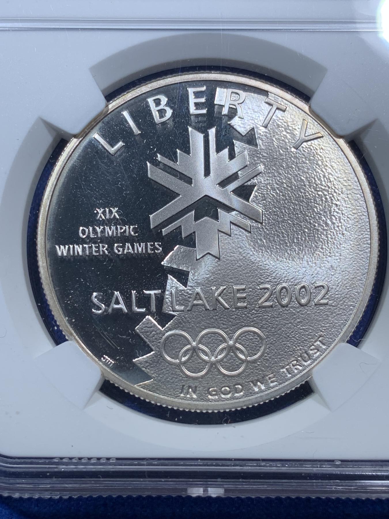 《竞宝斋》第272场- 周日，周一，周二  3场连拍 （全场包邮） NGC PF69UC 美国2002年P版盐湖城冬奥会1美元大银币