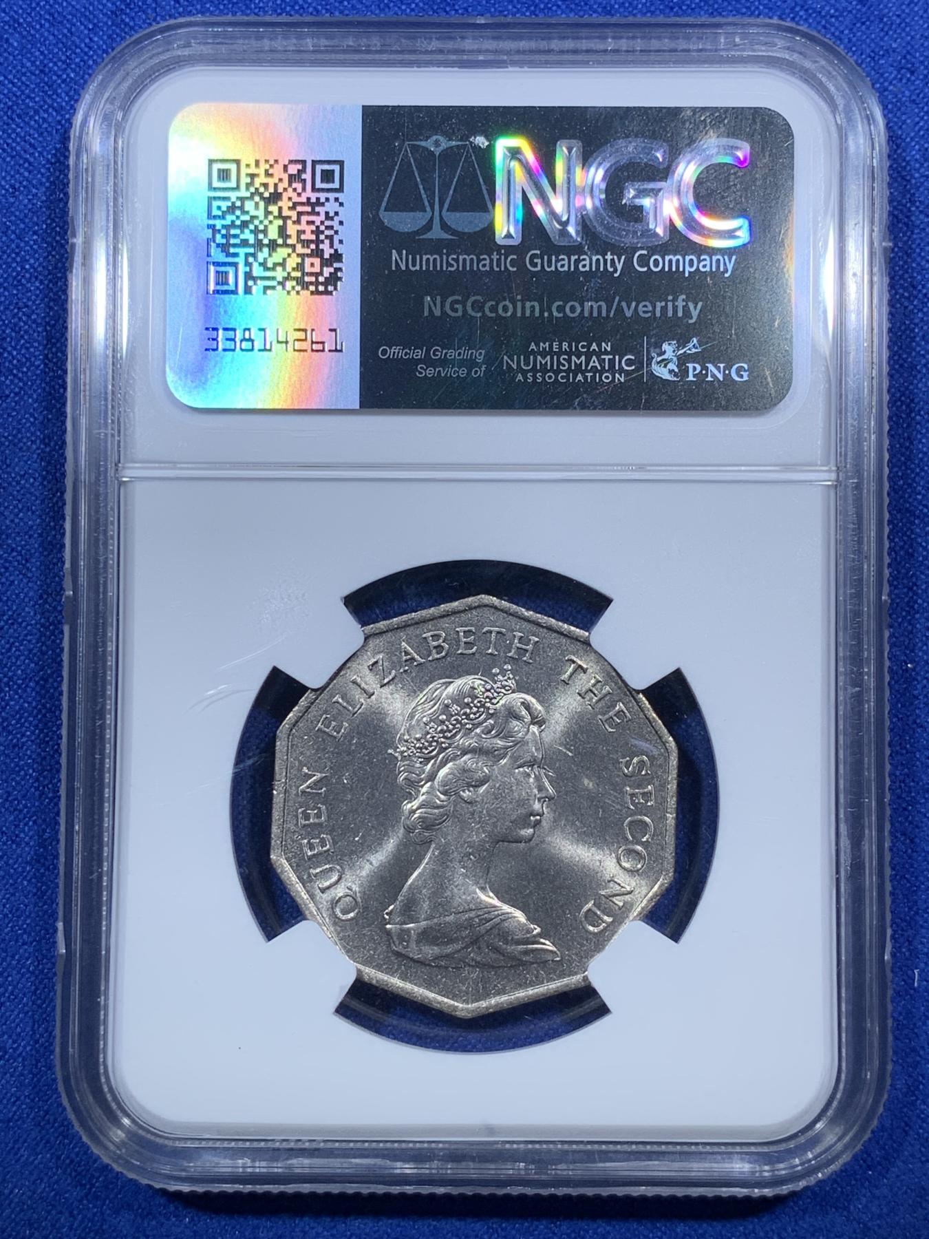 《竞宝斋》第272场- 周日，周一，周二  3场连拍 （全场包邮） NGC MS63 香港1978年大五元镍币 转光好品 低评了