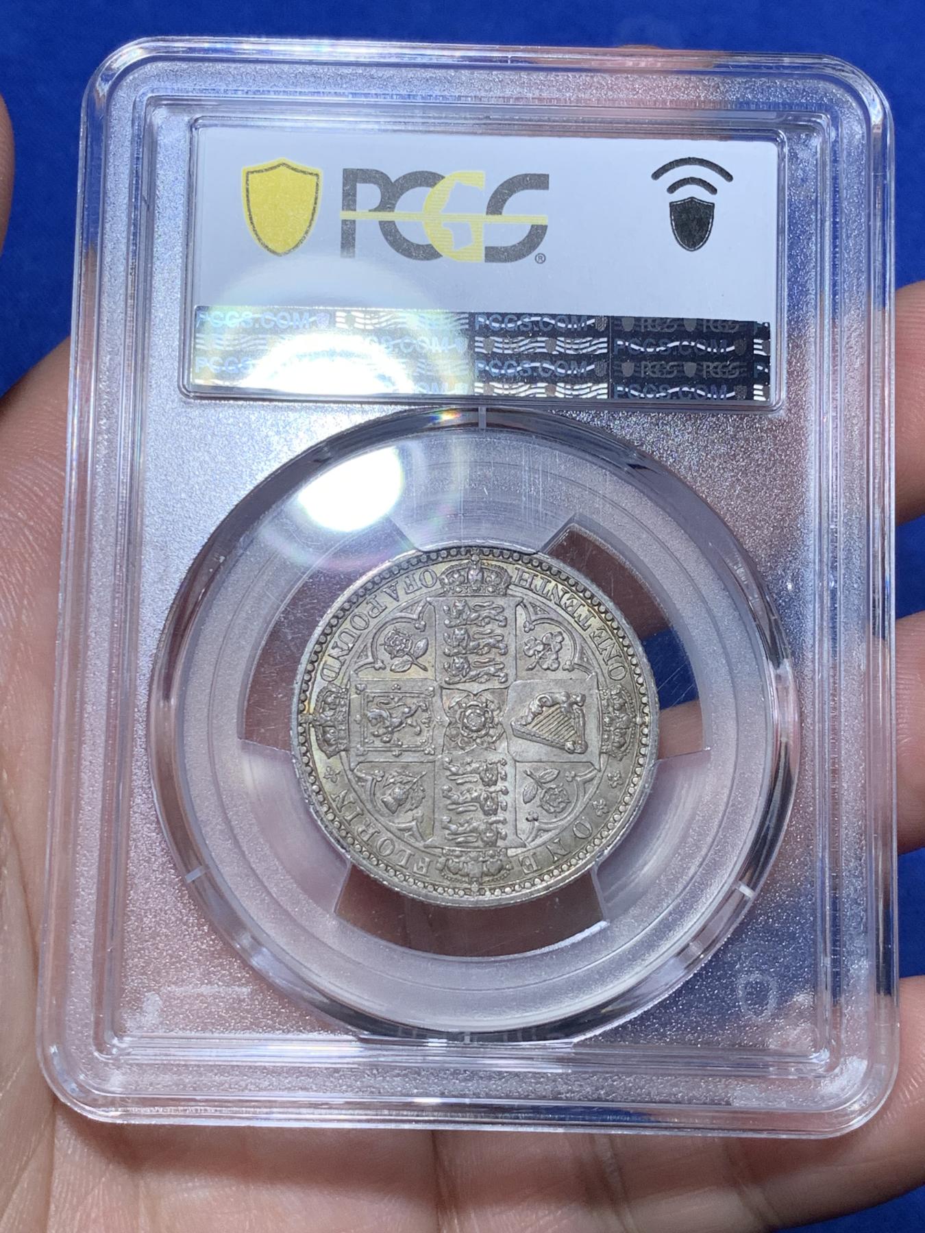 《竞宝斋》第272场- 周日，周一，周二  3场连拍 （全场包邮） PCGS MS63 英国1849维多利亚无神弗洛林 欧洲包浆 色彩匀称 底板出色 热门品种 近年受人追捧 一枚足以入藏！