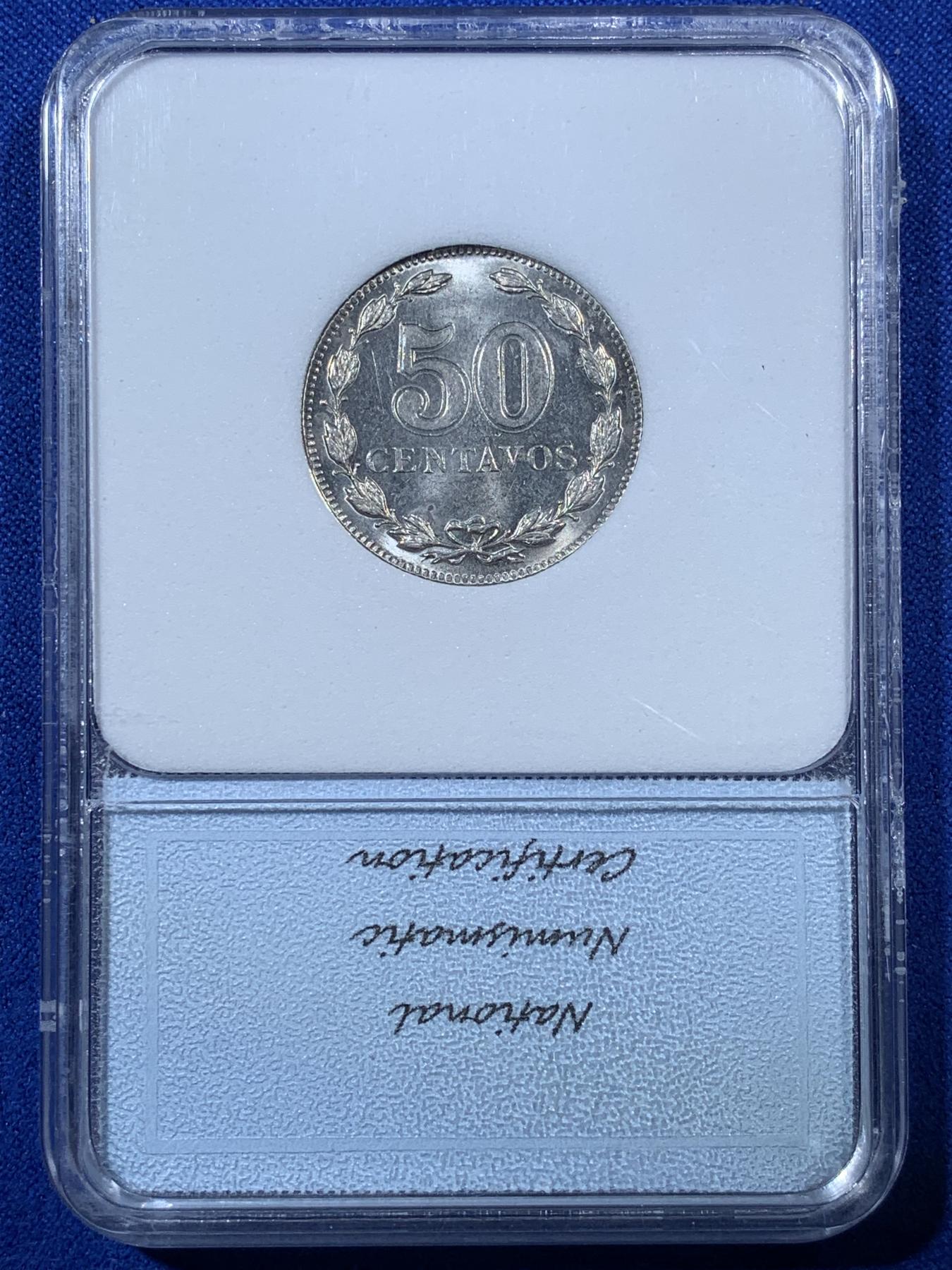 《竞宝斋》第272场- 周日，周一，周二  3场连拍 （全场包邮） NNC MS66 阿根廷1941自由女神50分镍币