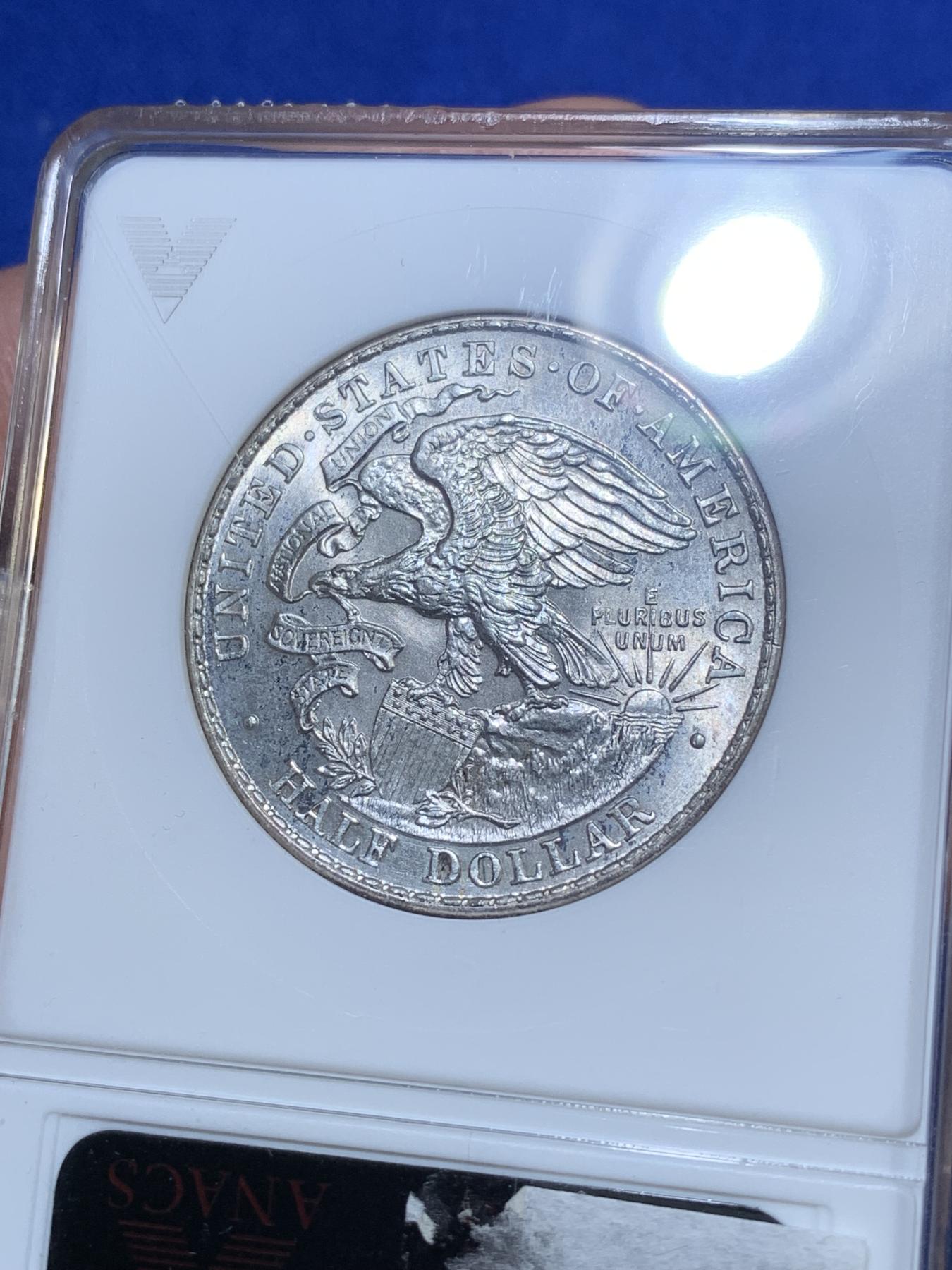 《竞宝斋》第272场- 周日，周一，周二  3场连拍 （全场包邮） ANACS MS64 美国 1918年 林肯半美元银币 纪念币 经典设计 50美分中不可或缺的一枚 早期小白盒 状态很好